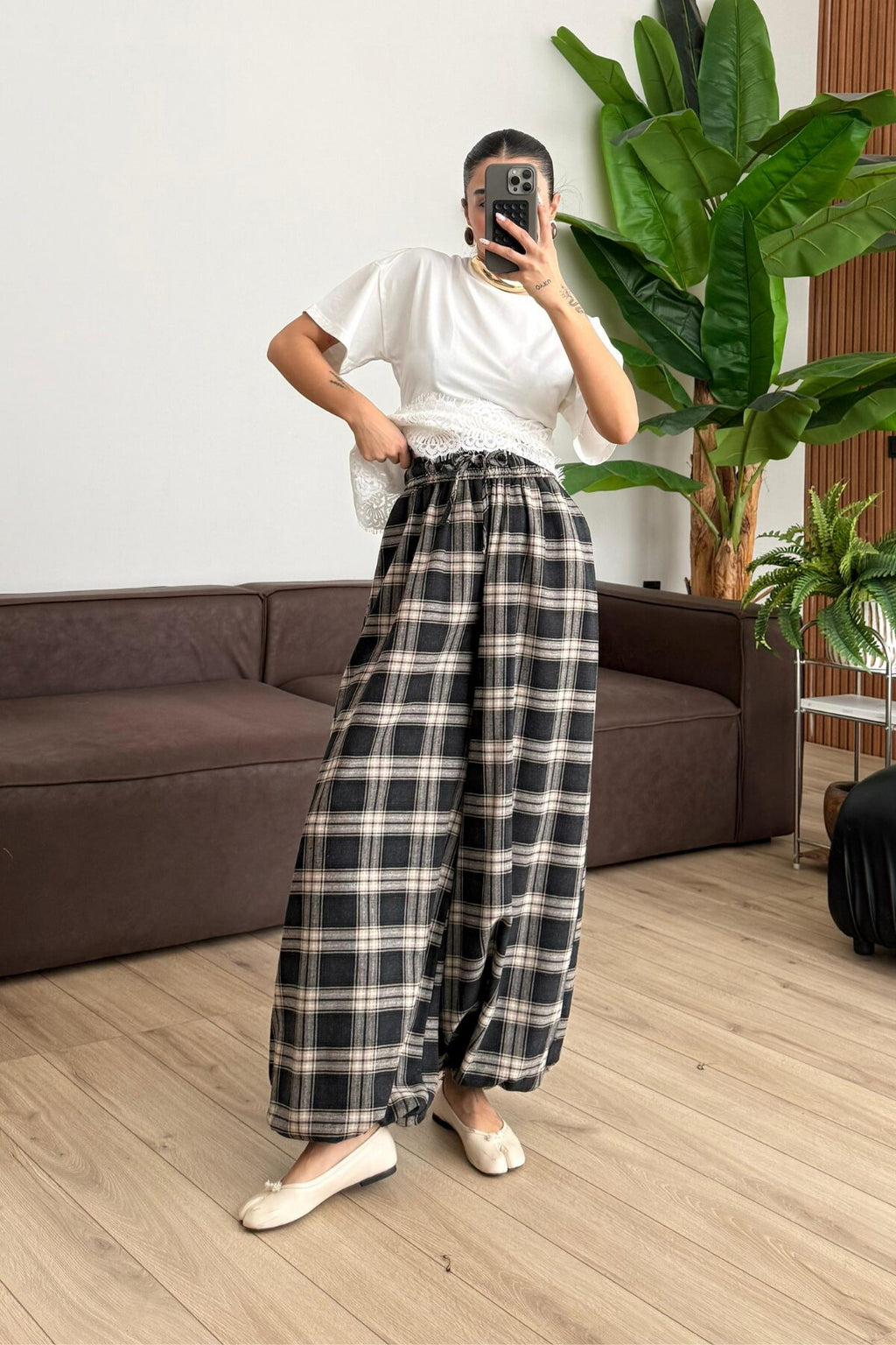 Jolene Ekose Şalvar Pantolon