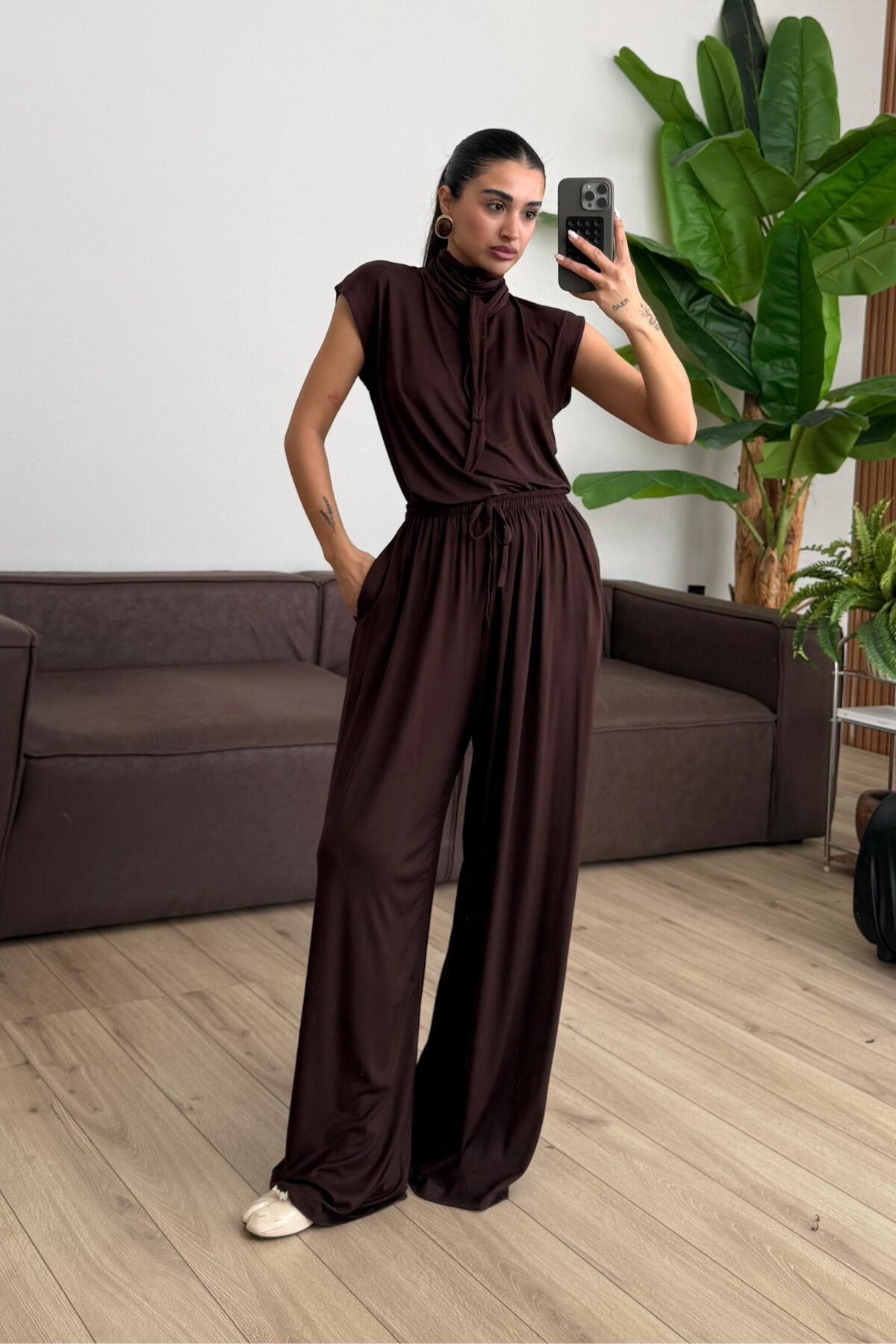 Merlin Bağlamalı Crop Pantolon Takım