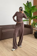 Relax Düşük Omuz Bluz Pantolon Takım