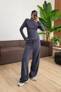 Relax Düşük Omuz Bluz Pantolon Takım