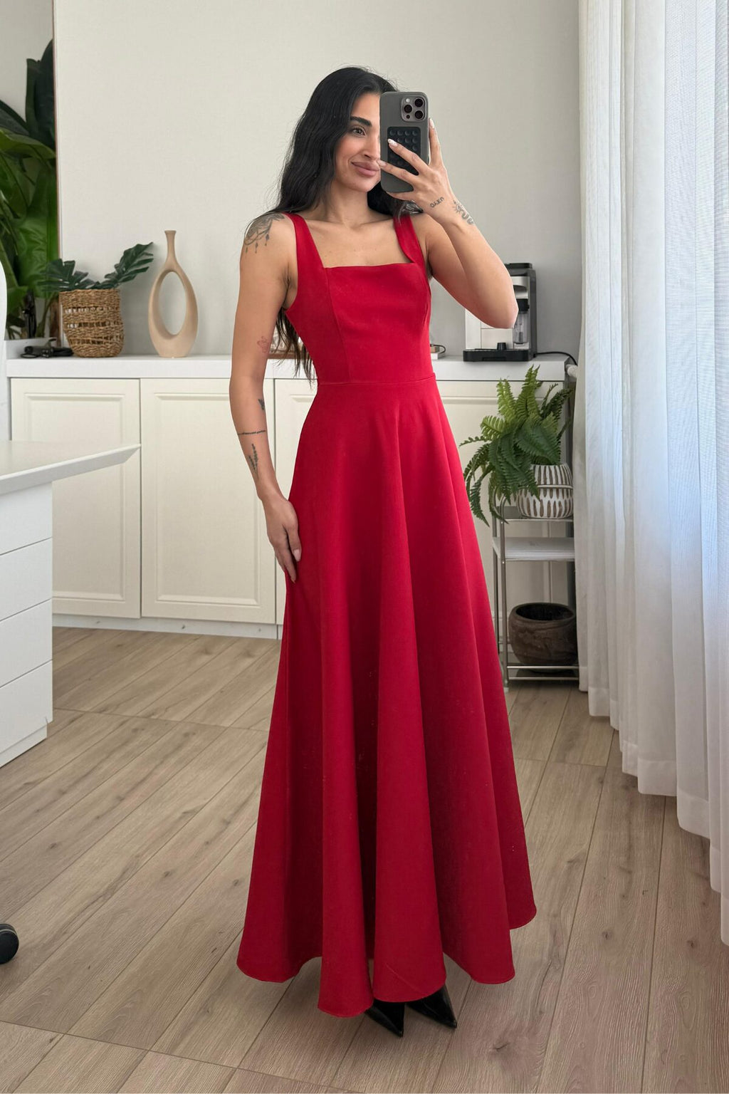Evsa Kuşaklı Askılı Elbise