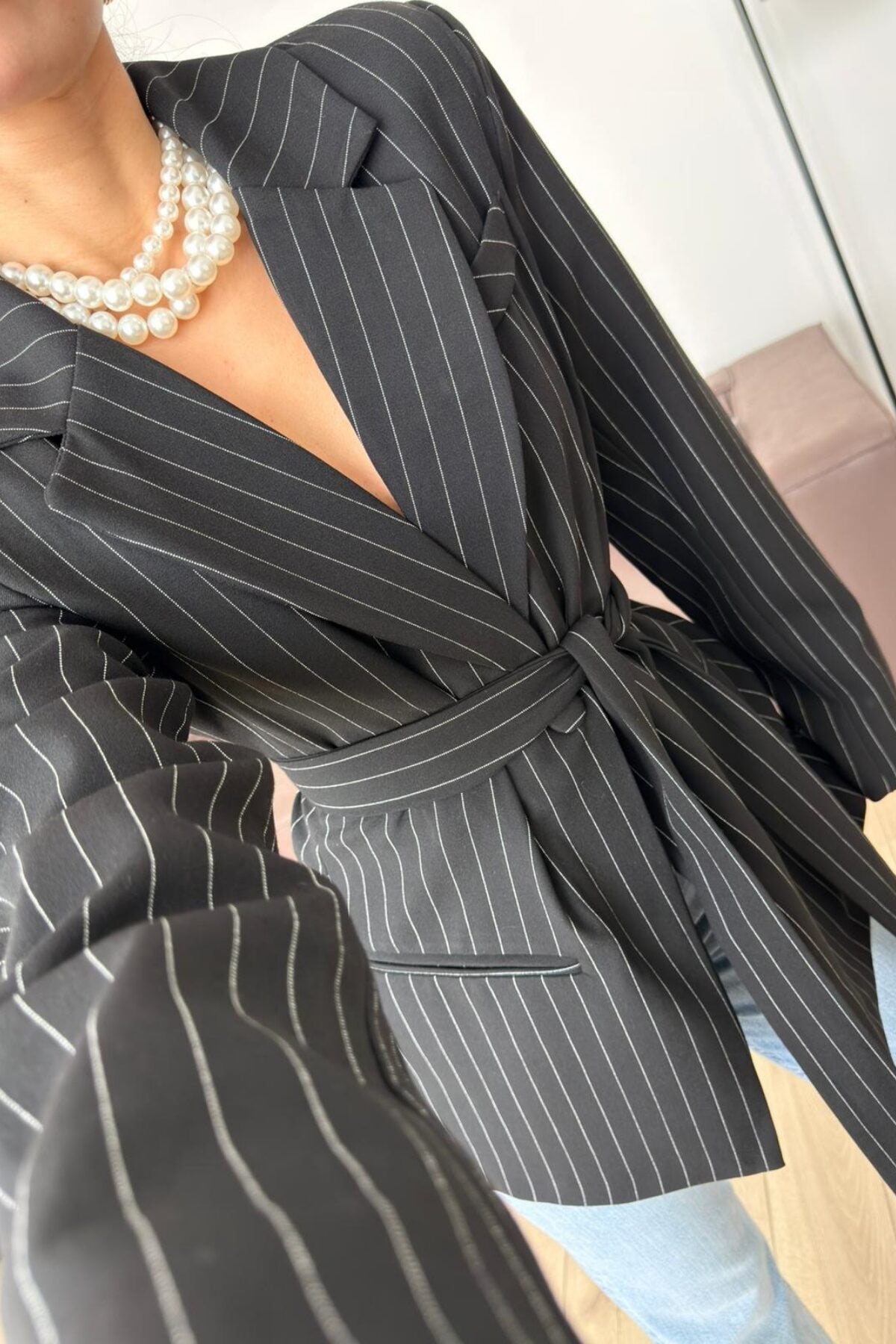 Çizgili Blazer Ceket