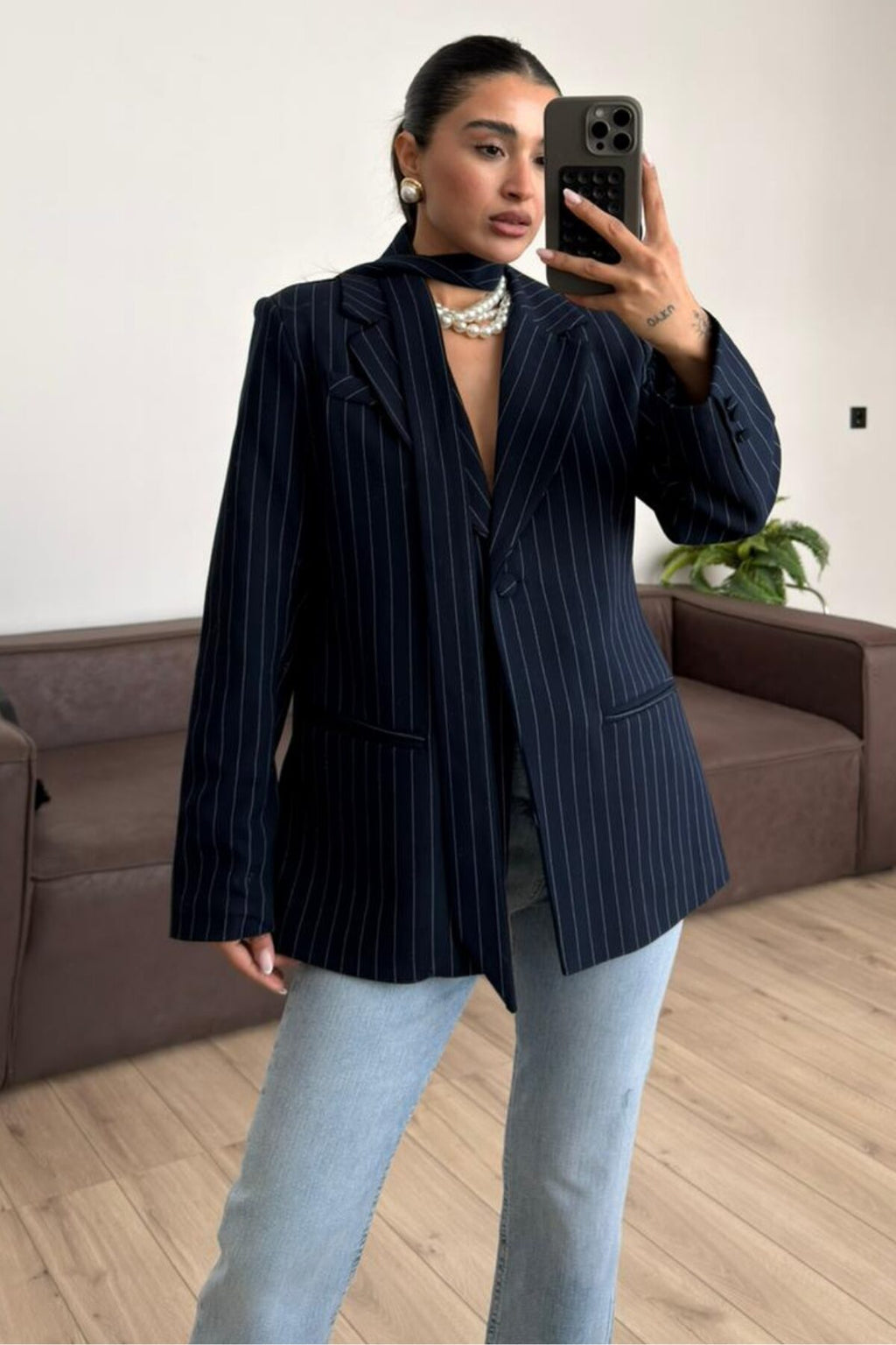 Çizgili Blazer Ceket