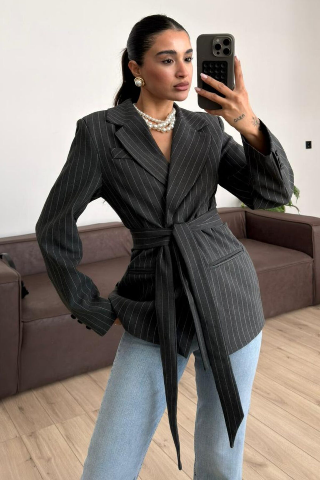 Çizgili Blazer Ceket