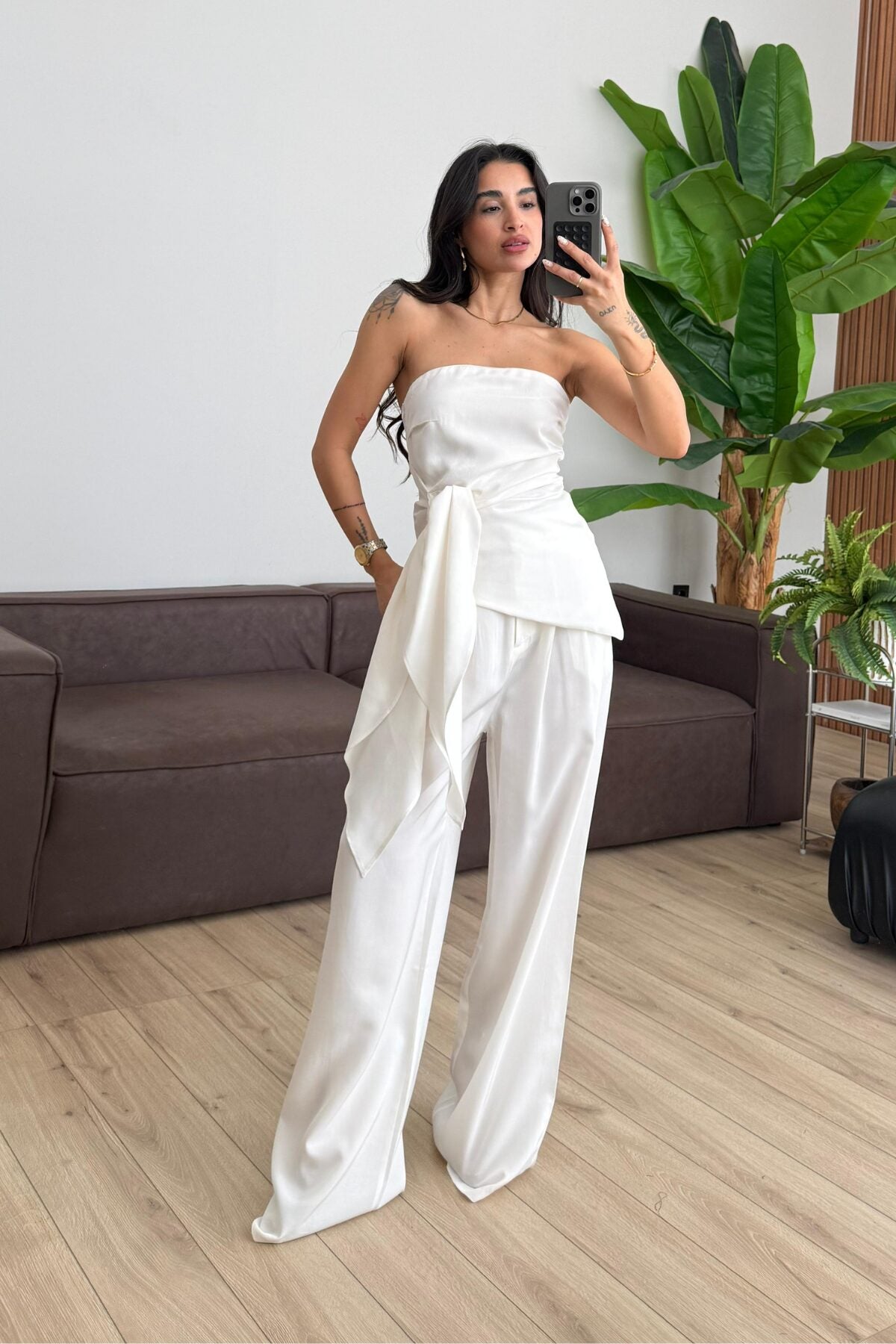 Mila Straplez Bluz Pantolon Takım