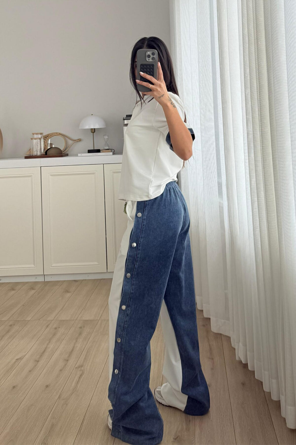 Denim Detaylı Hakim Yaka Takım