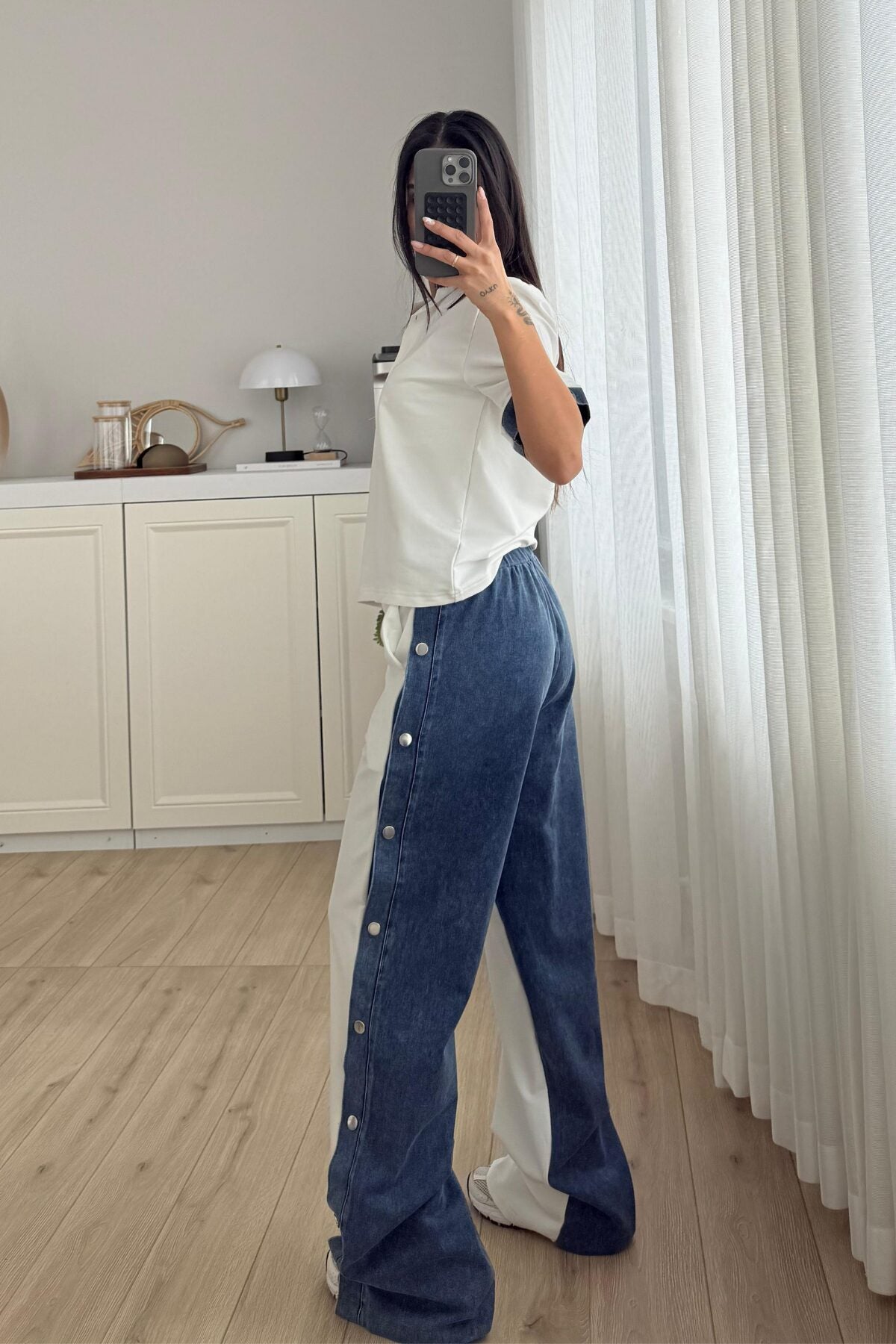 Denim Detaylı Hakim Yaka Takım