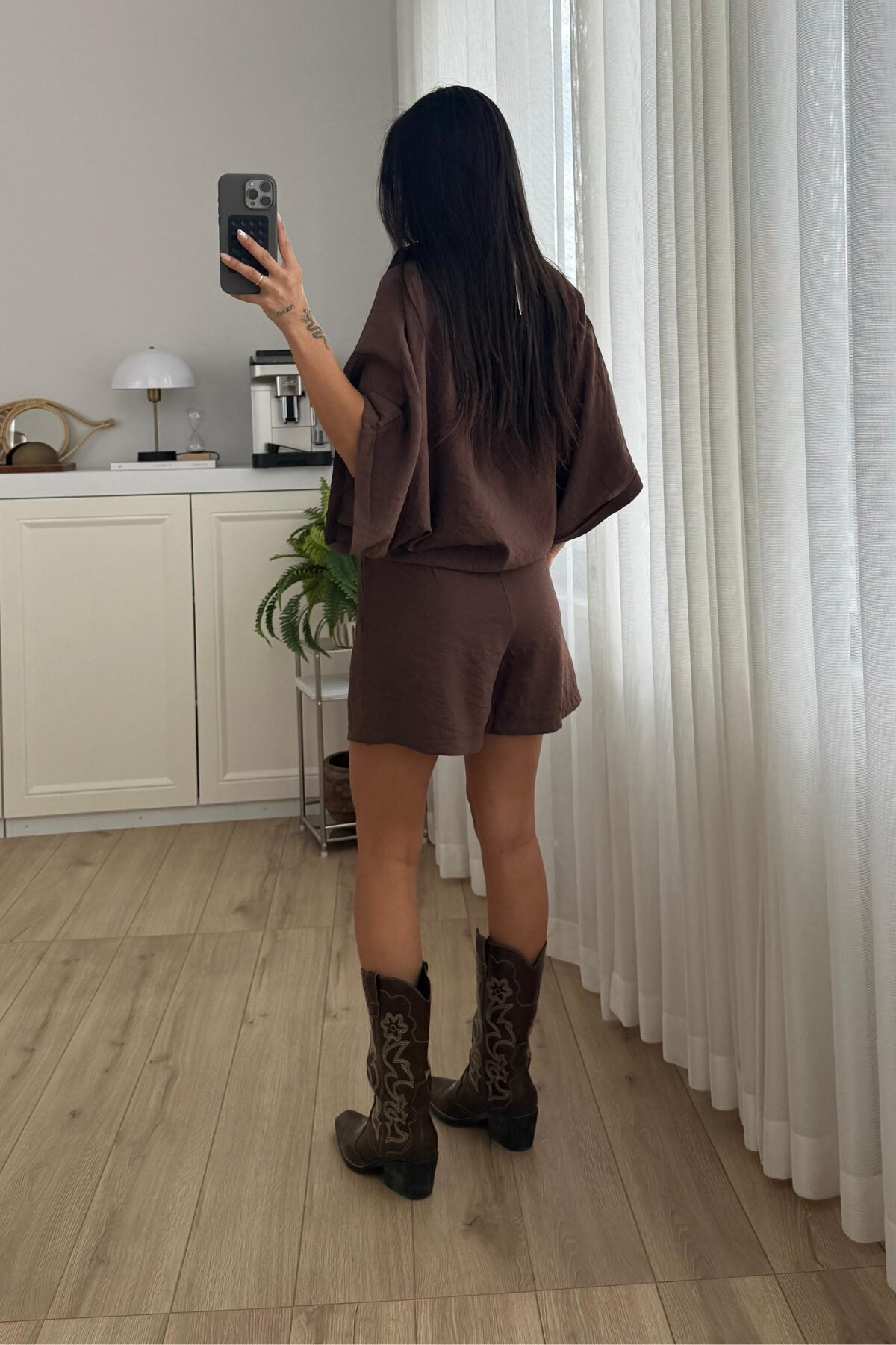Hasır Kemerli Şort Gömlek Takım