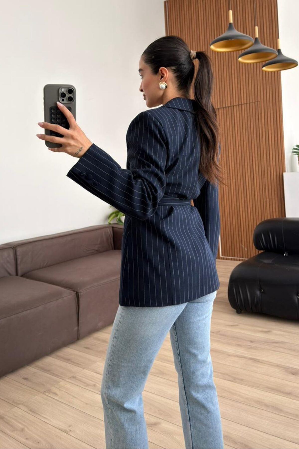 Çizgili Blazer Ceket
