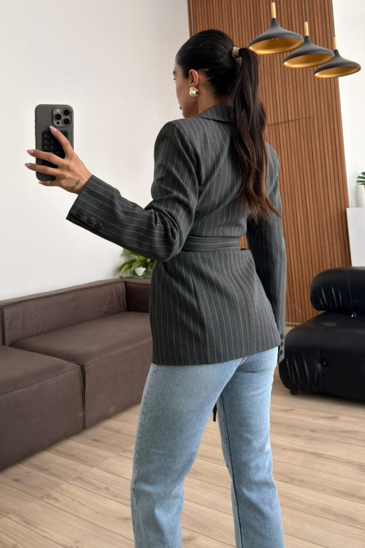 Çizgili Blazer Ceket
