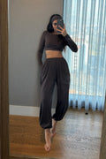 Divya Bandana Detaylı Crop Eşofman Takım