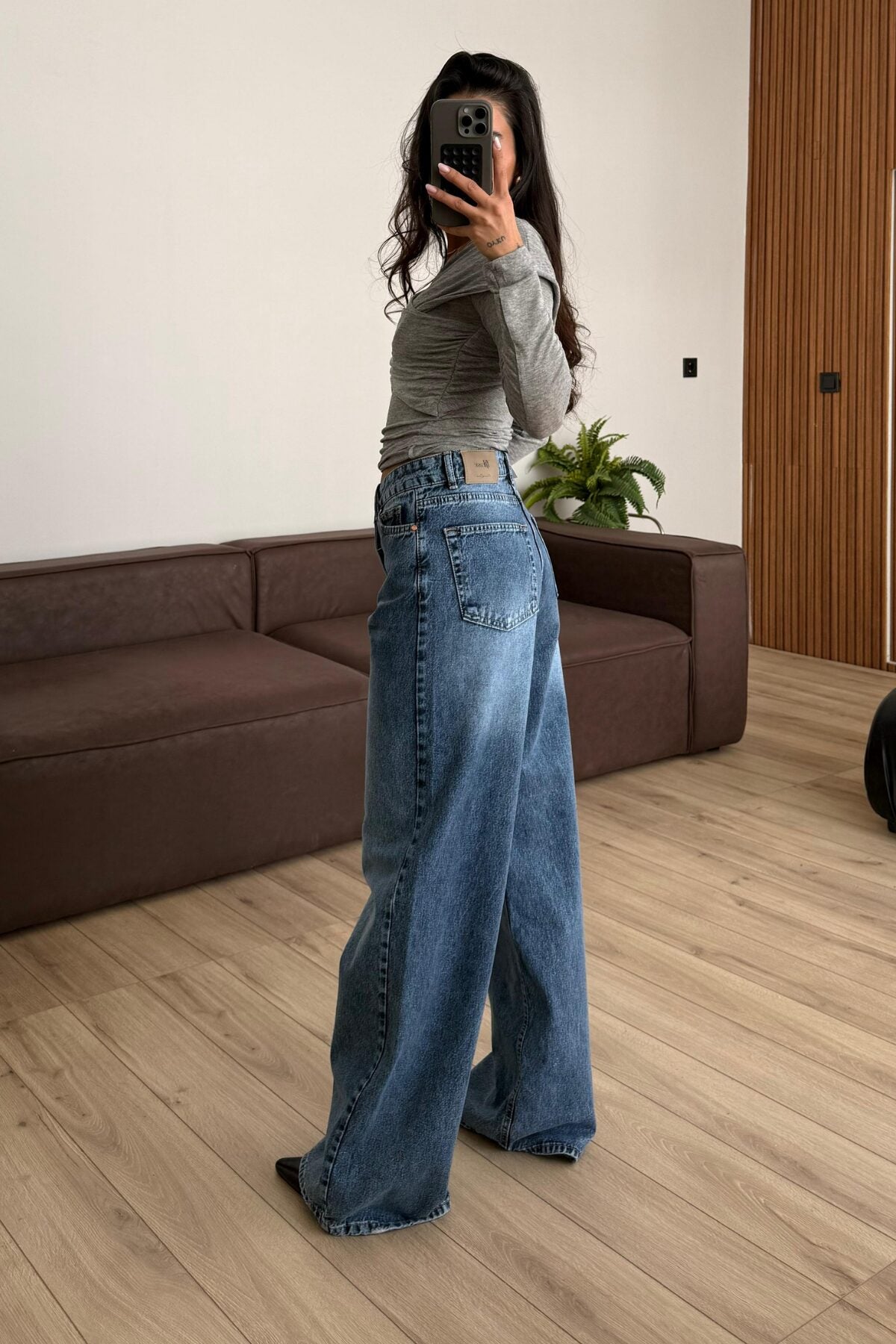 Shely Geniş Paça Mavi Jean
