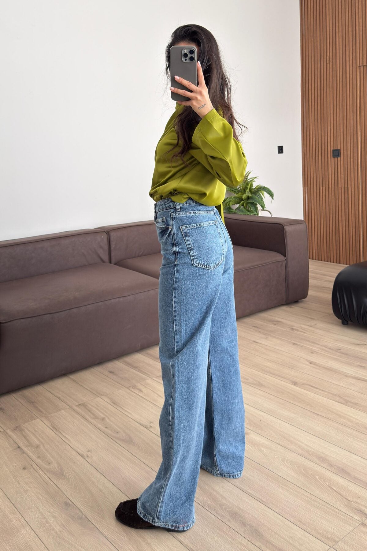 Bs Wide Leg Koyu Mavi Jean
