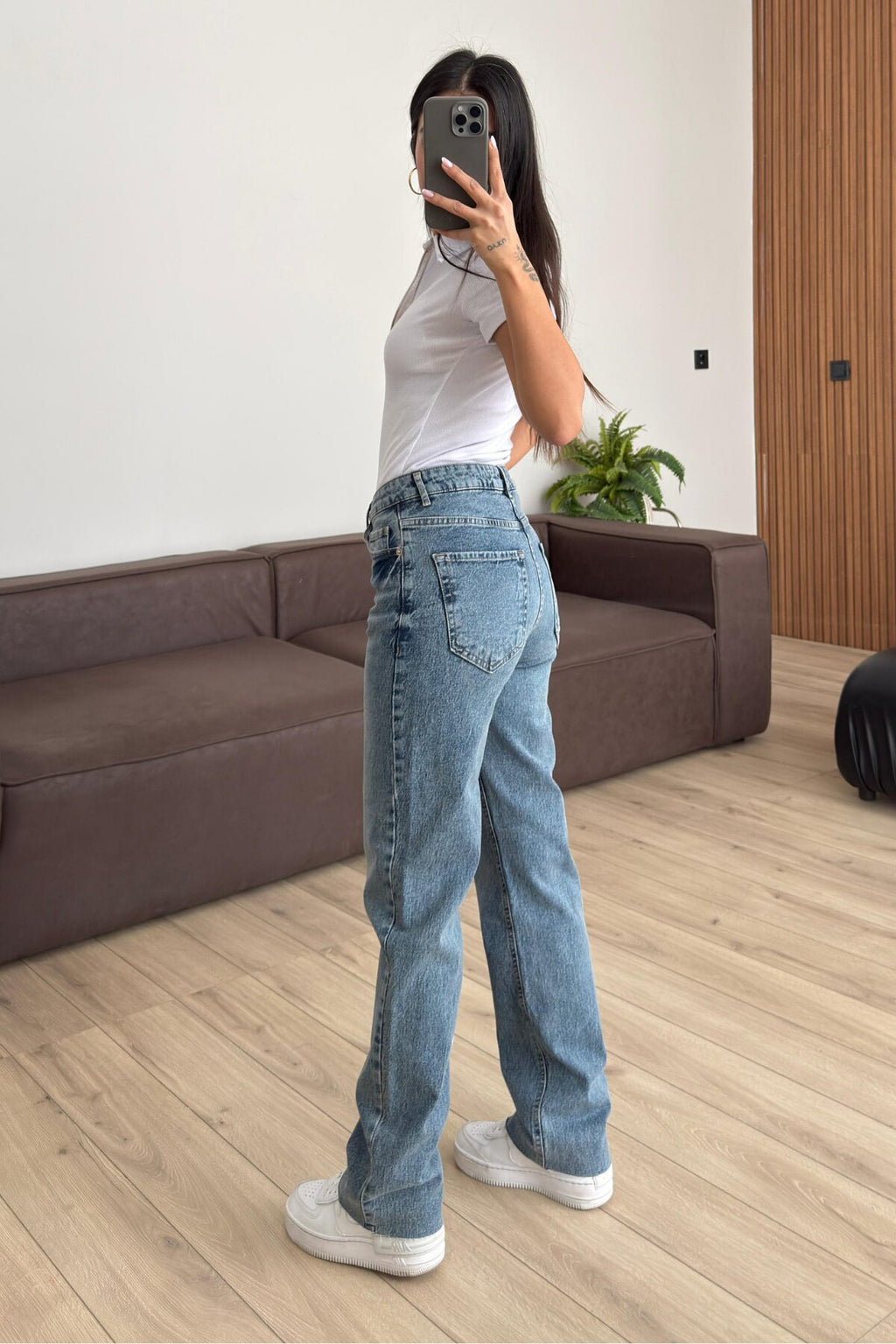 Bs Paçası Kesik Straight Mavi Jean