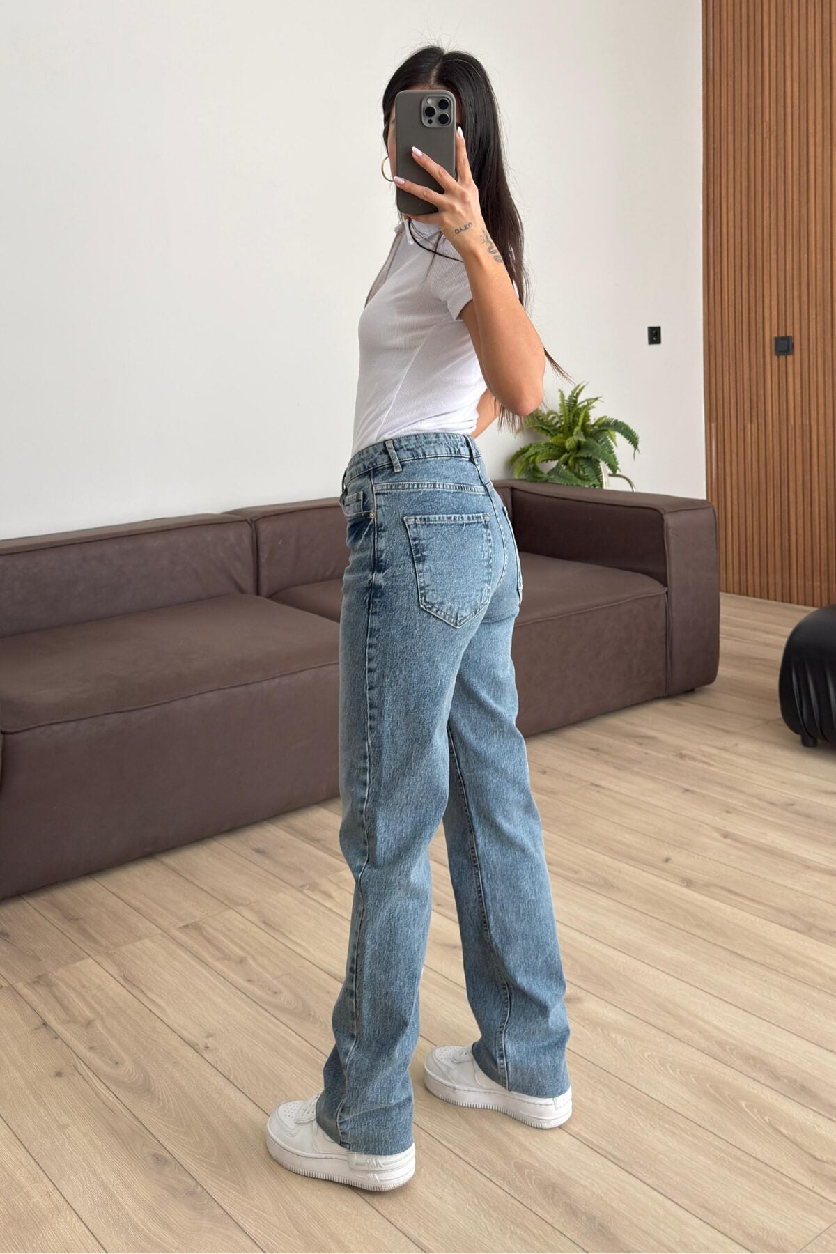 Bs Paçası Kesik Straight Mavi Jean