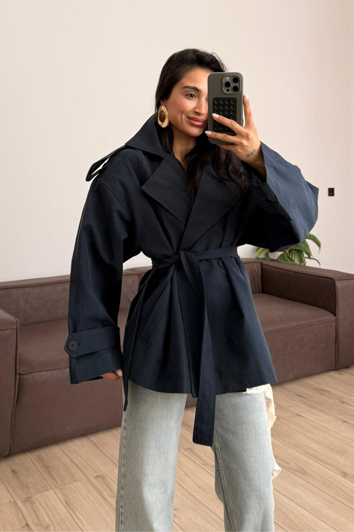Premium Kısa Oversize Trenç
