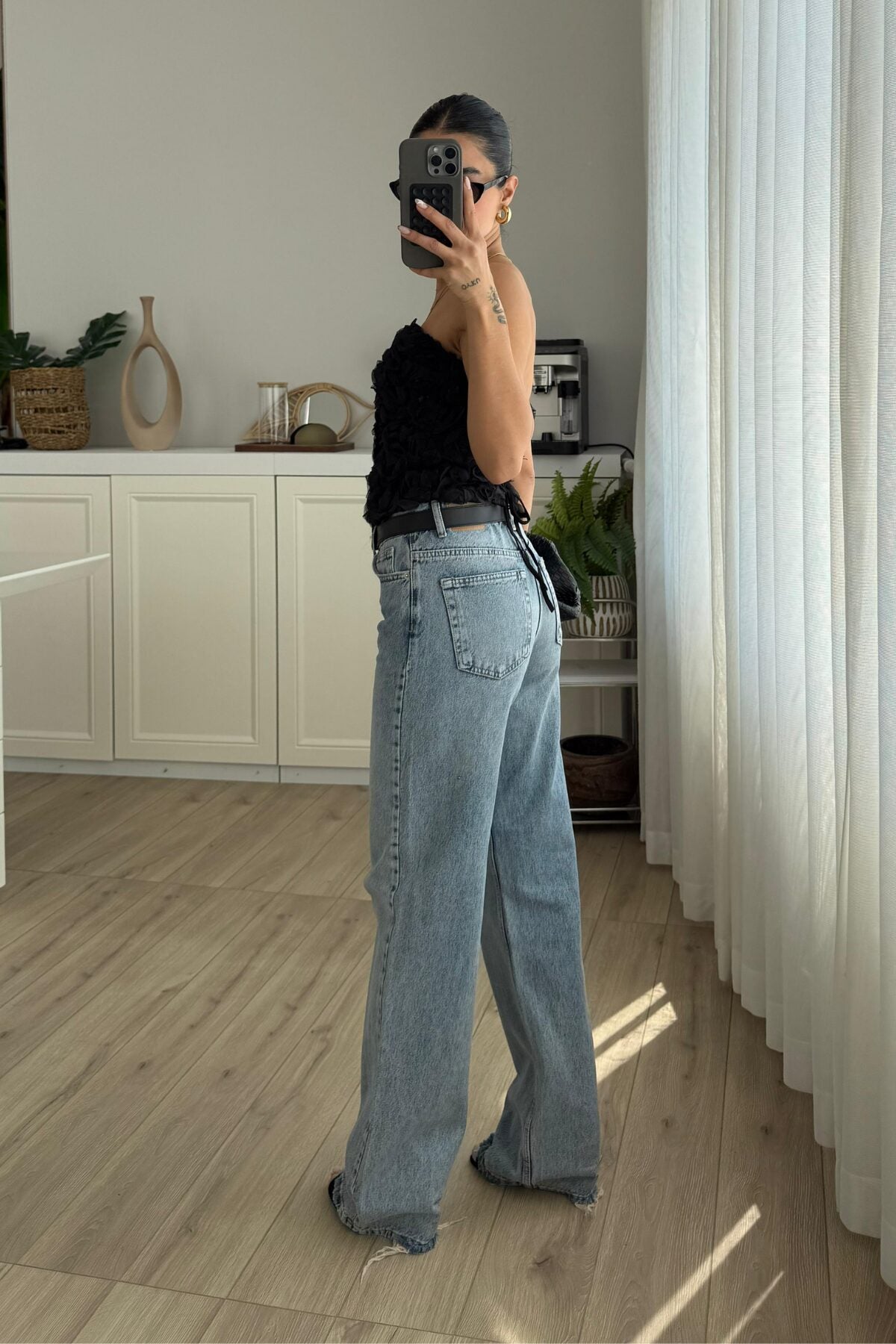 Wom Wide Leg Mavi Yıkamalı Jean