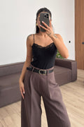 Askılı Güpür Detaylı Bodysuit