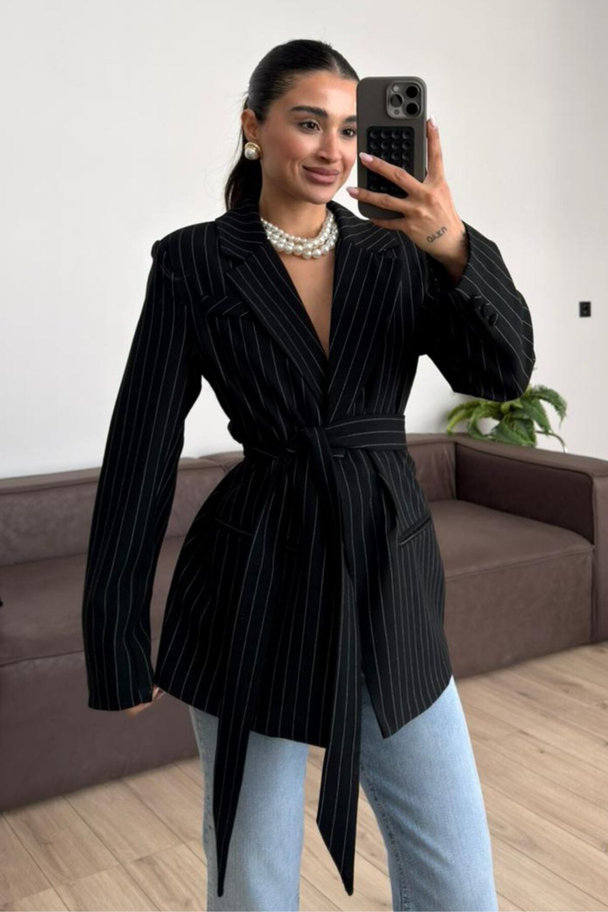 Çizgili Blazer Ceket