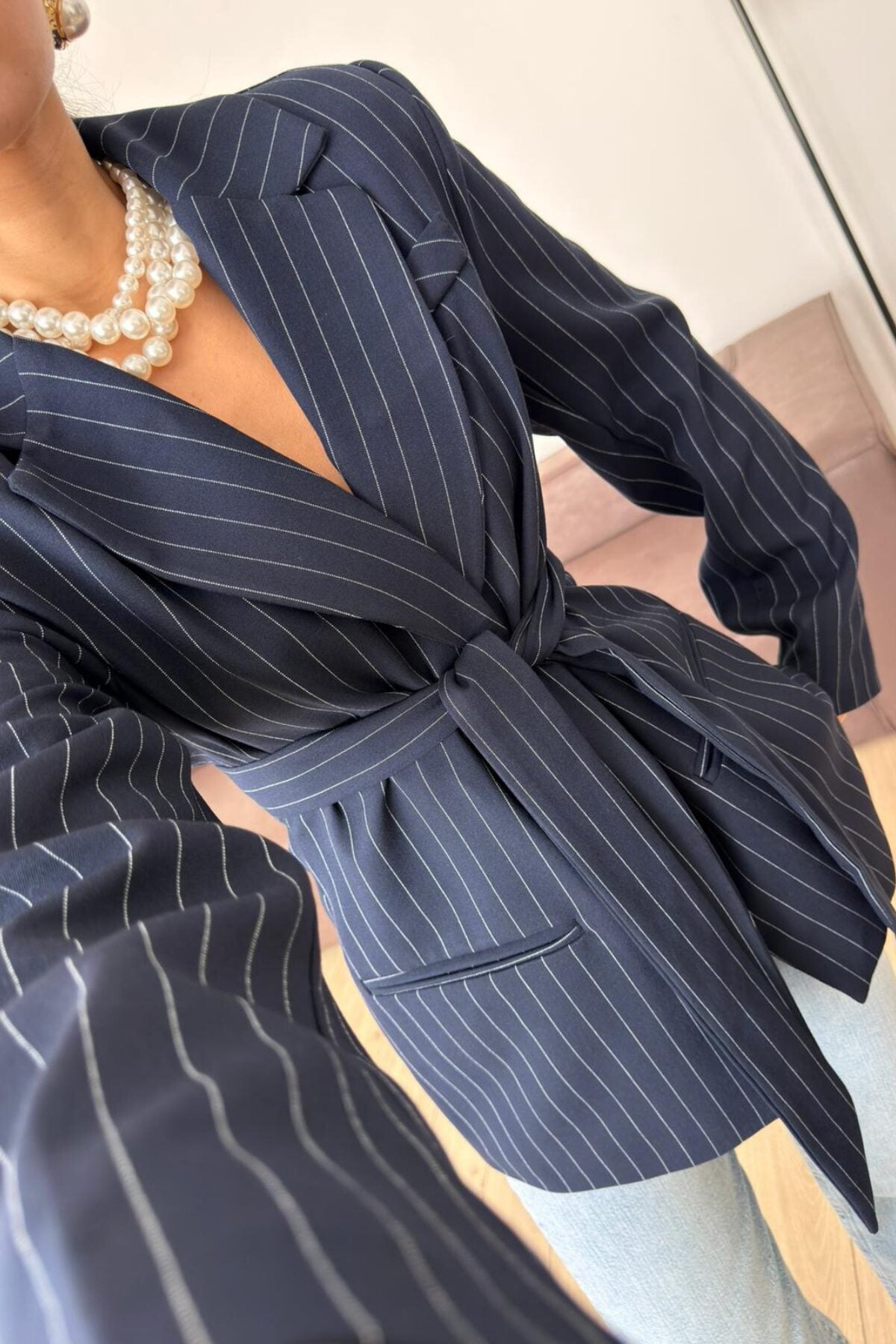 Çizgili Blazer Ceket