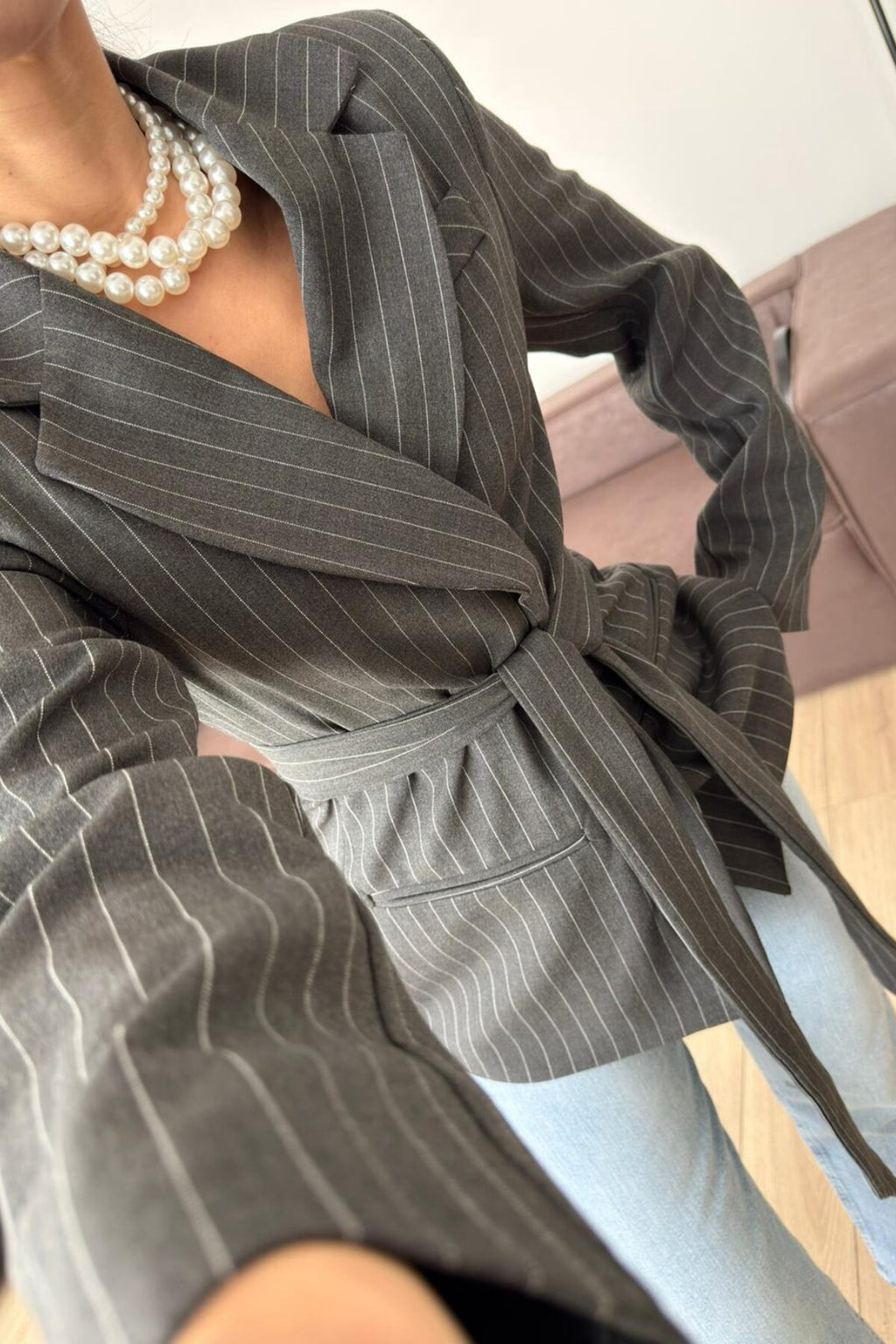 Çizgili Blazer Ceket