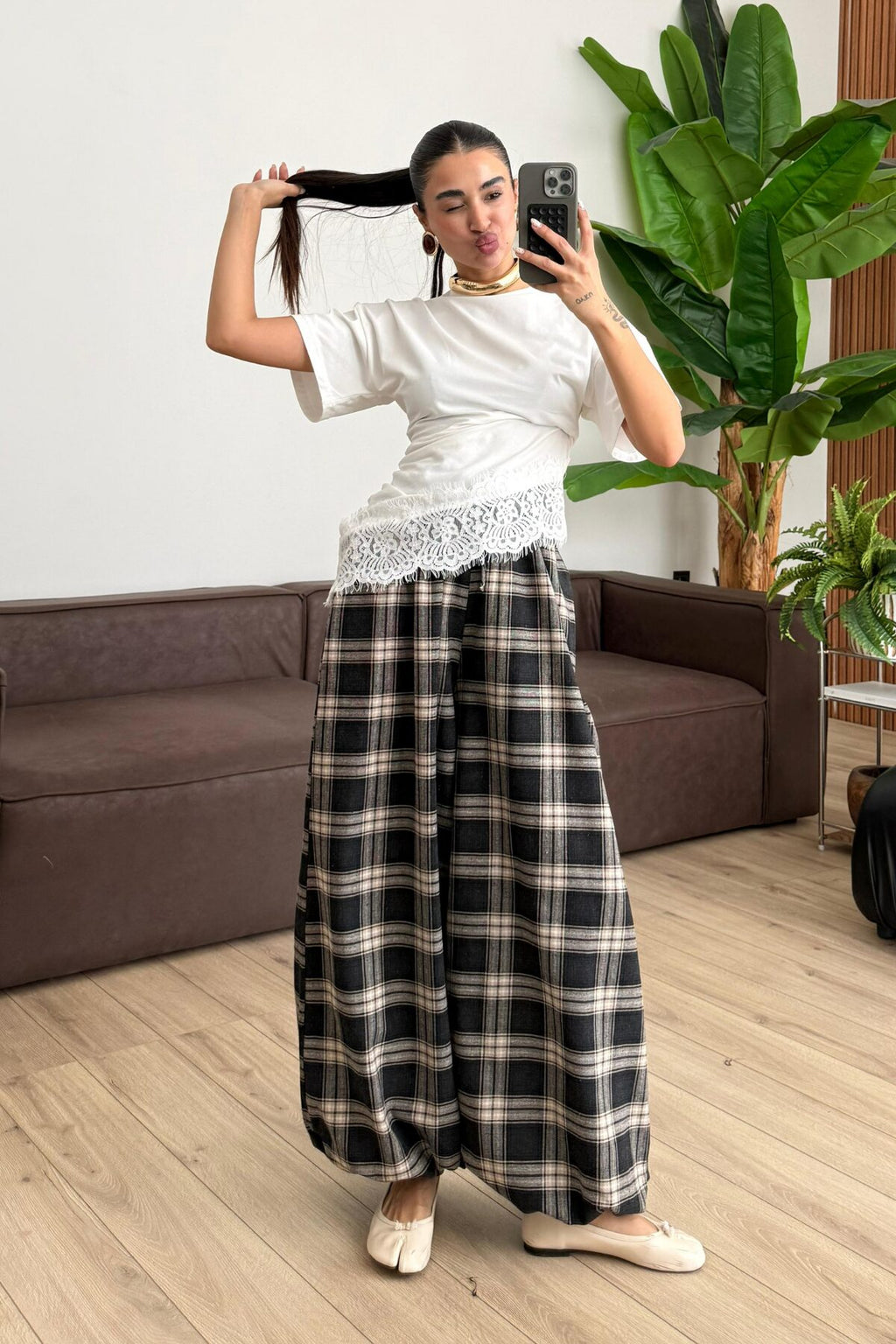 Jolene Ekose Şalvar Pantolon