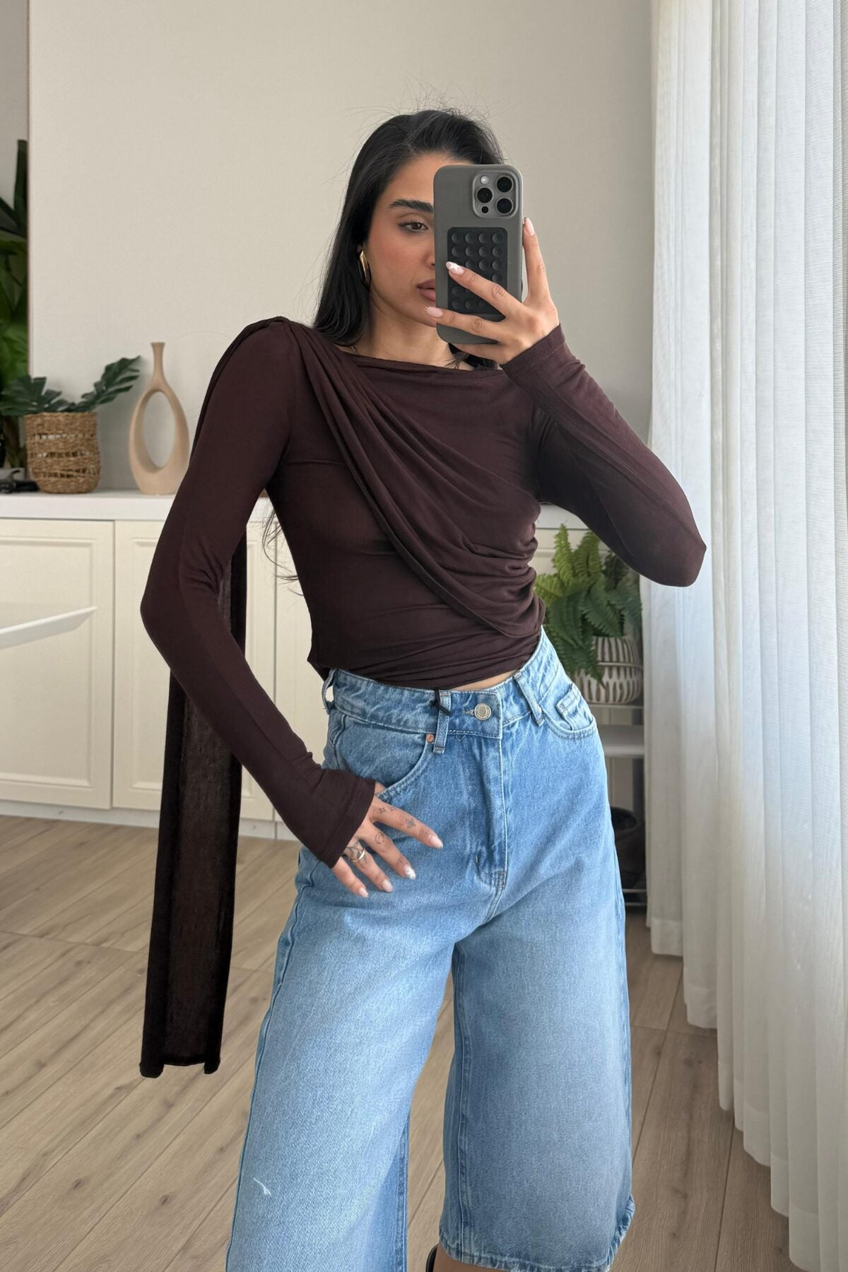 Transparan Şallı Bluz