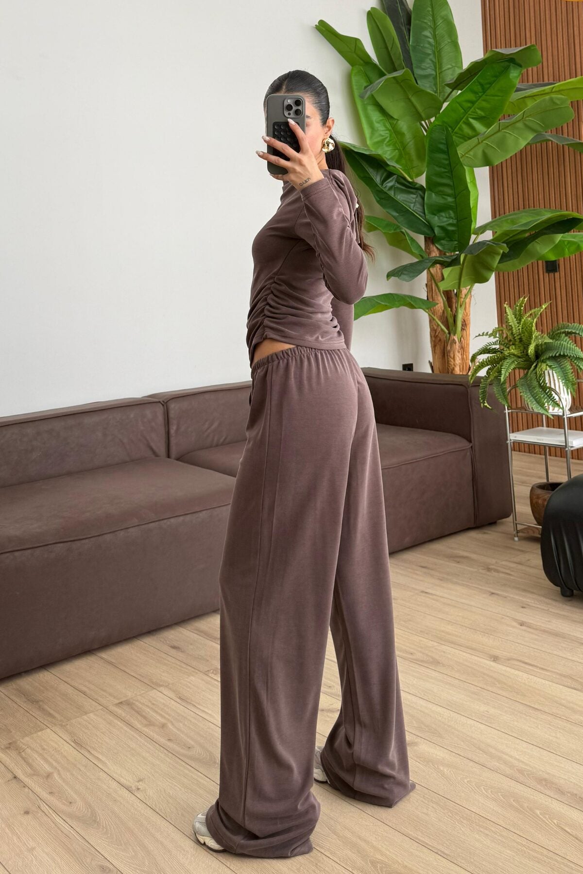 Relax Düşük Omuz Bluz Pantolon Takım