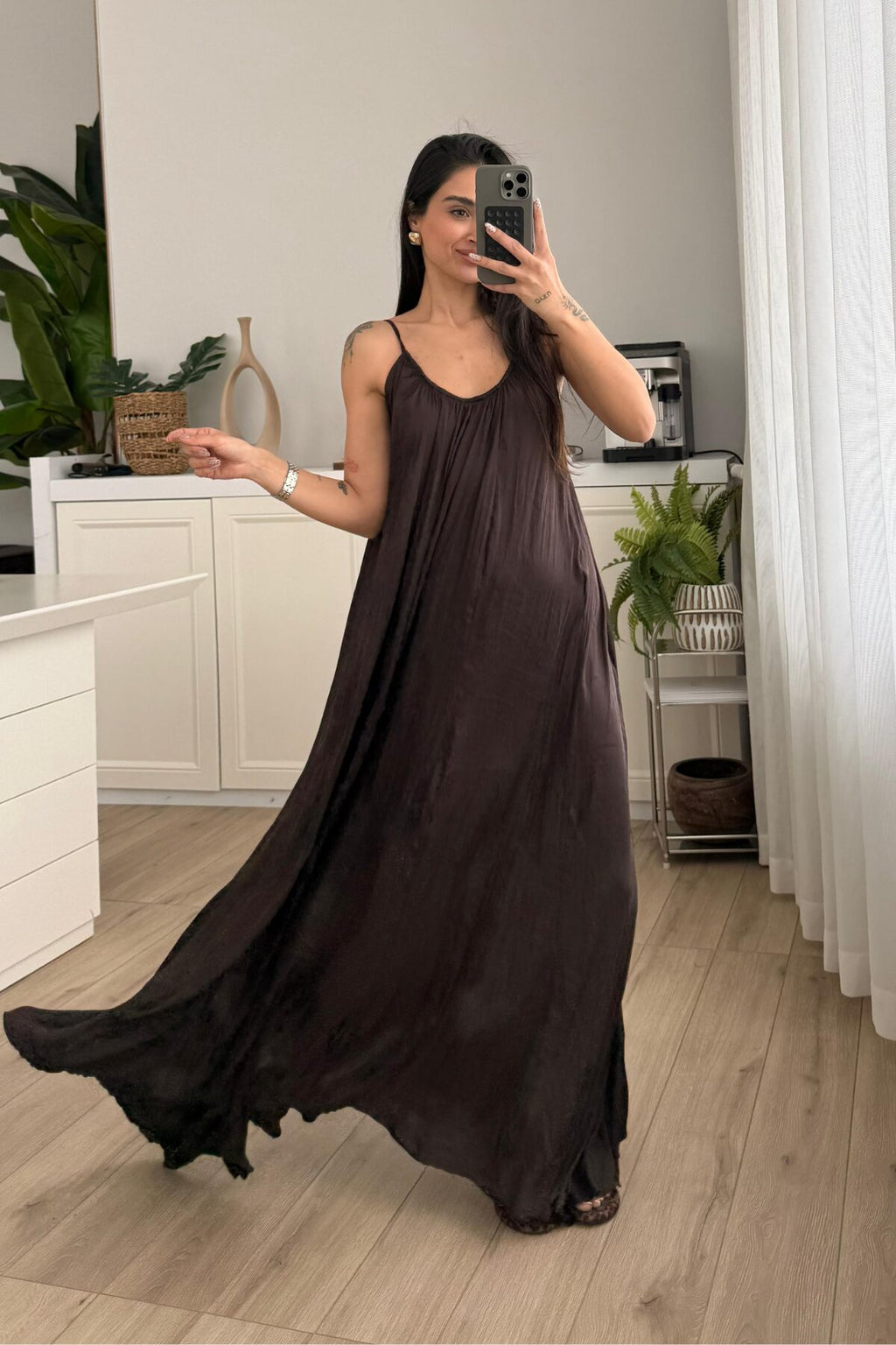 Carasta İp Askılı Geniş Elbise