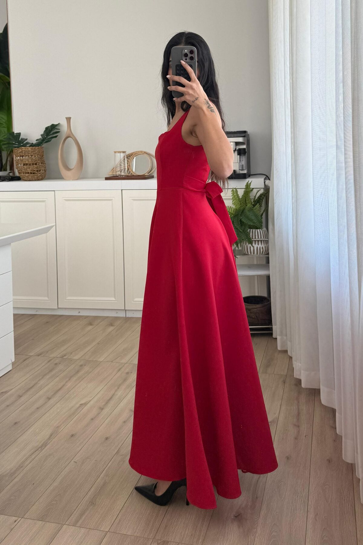 Evsa Kuşaklı Askılı Elbise