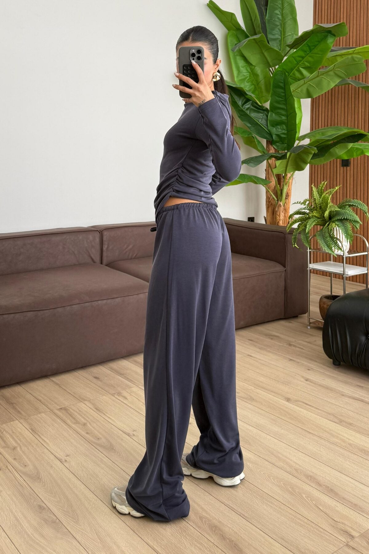Relax Düşük Omuz Bluz Pantolon Takım