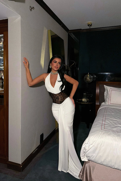 Beyaz Nutty Dantel Detaylı Elbise
