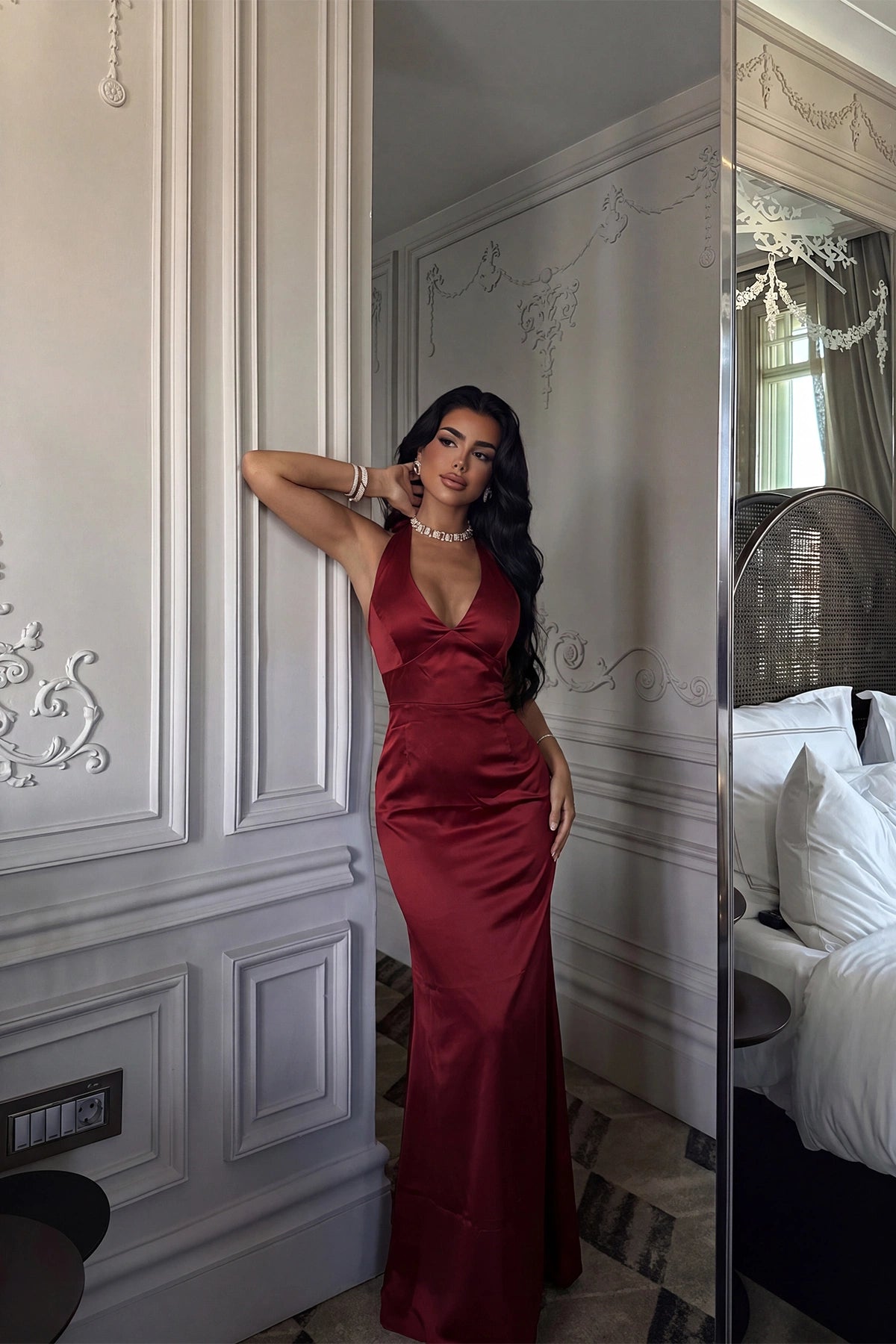 Bordo Sartoria Uzun Elbise