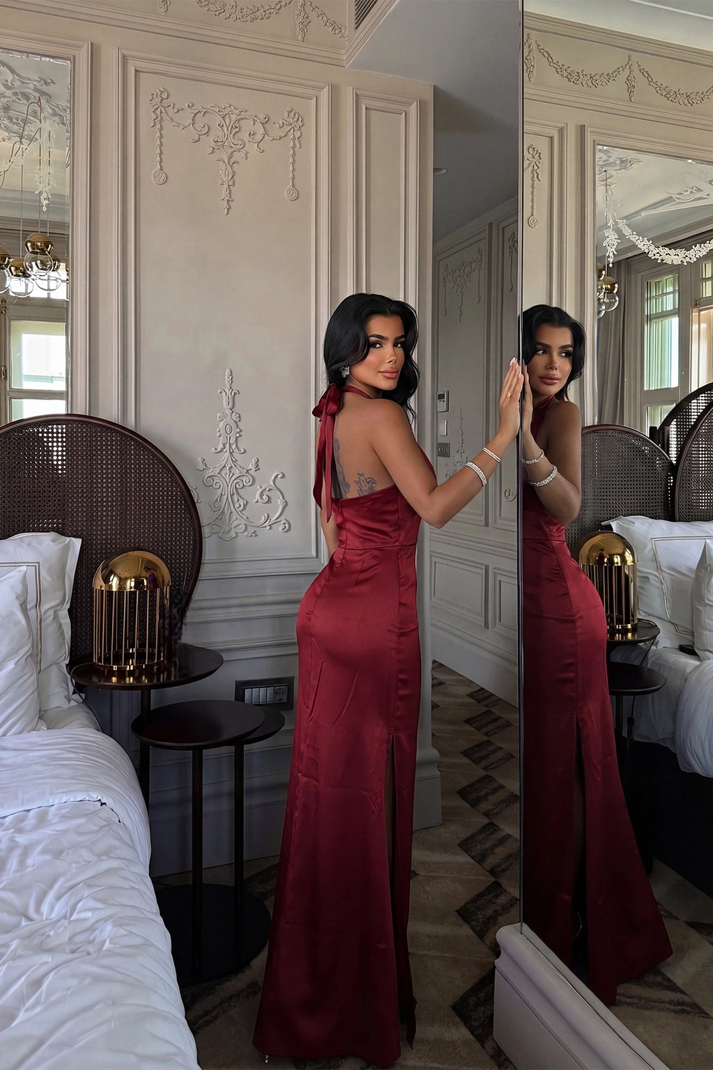 Bordo Sartoria Uzun Elbise