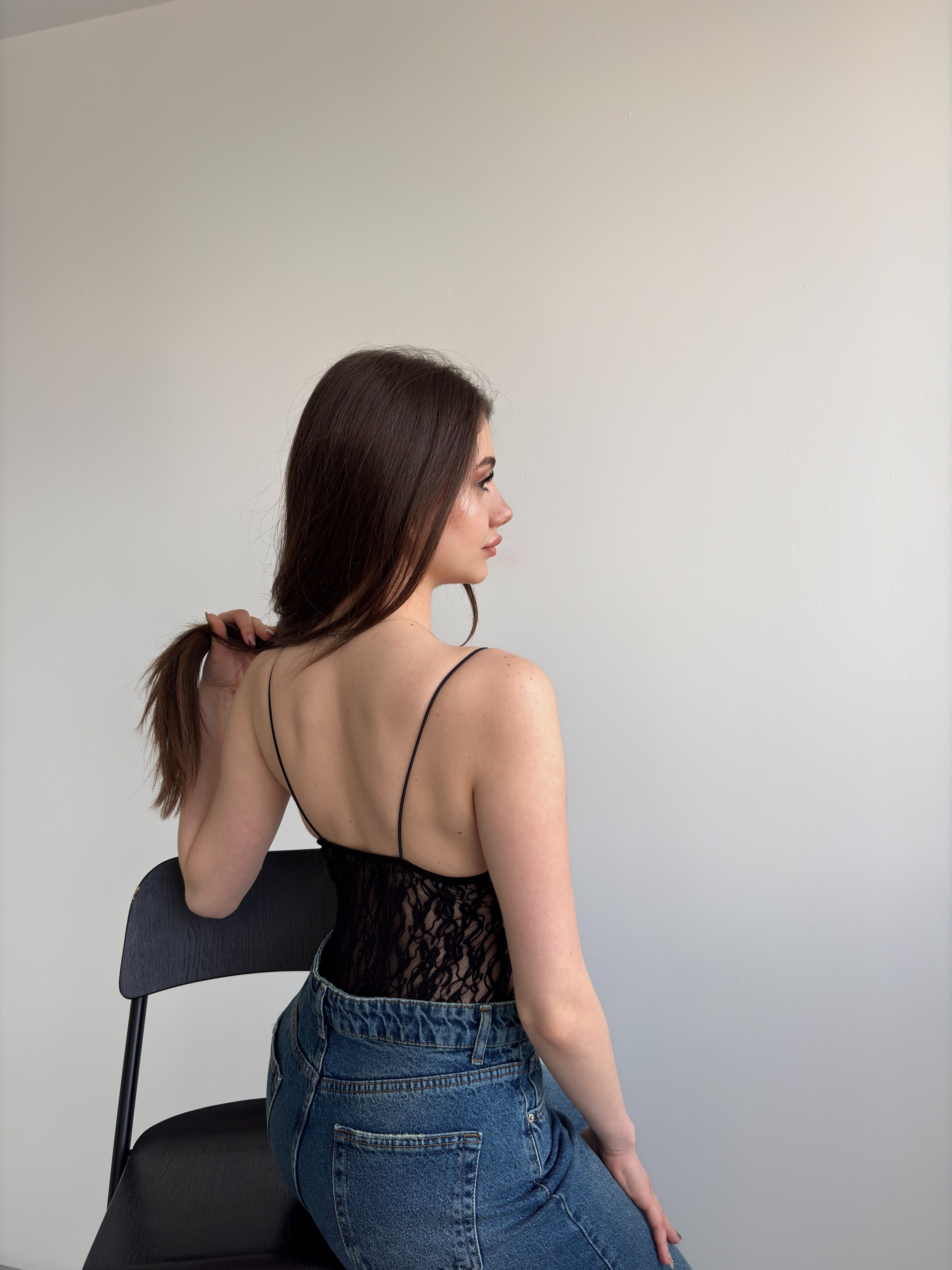 Dantel Askılı Bodysuit