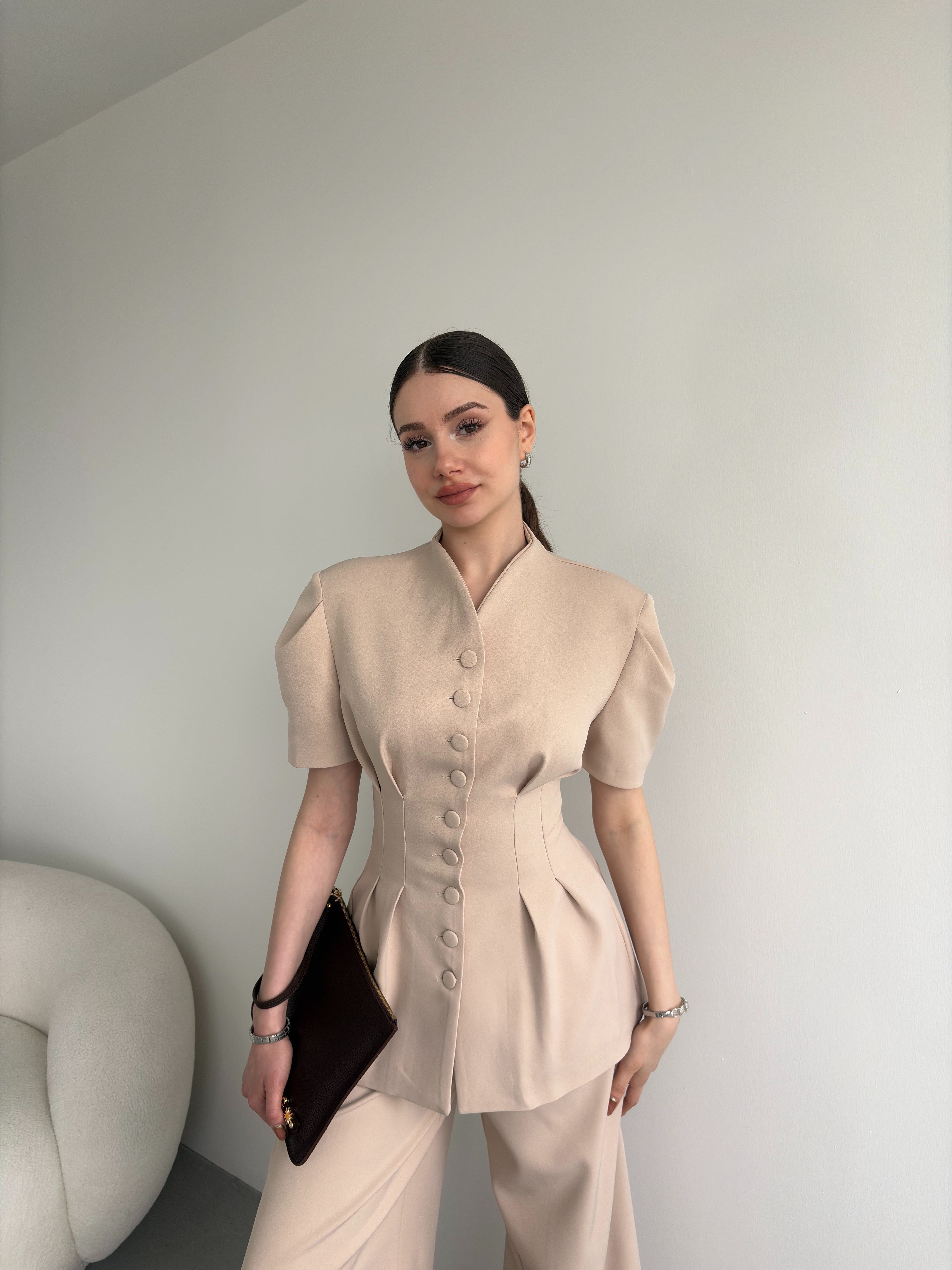 Düğmeli Büzgü Premium Takım