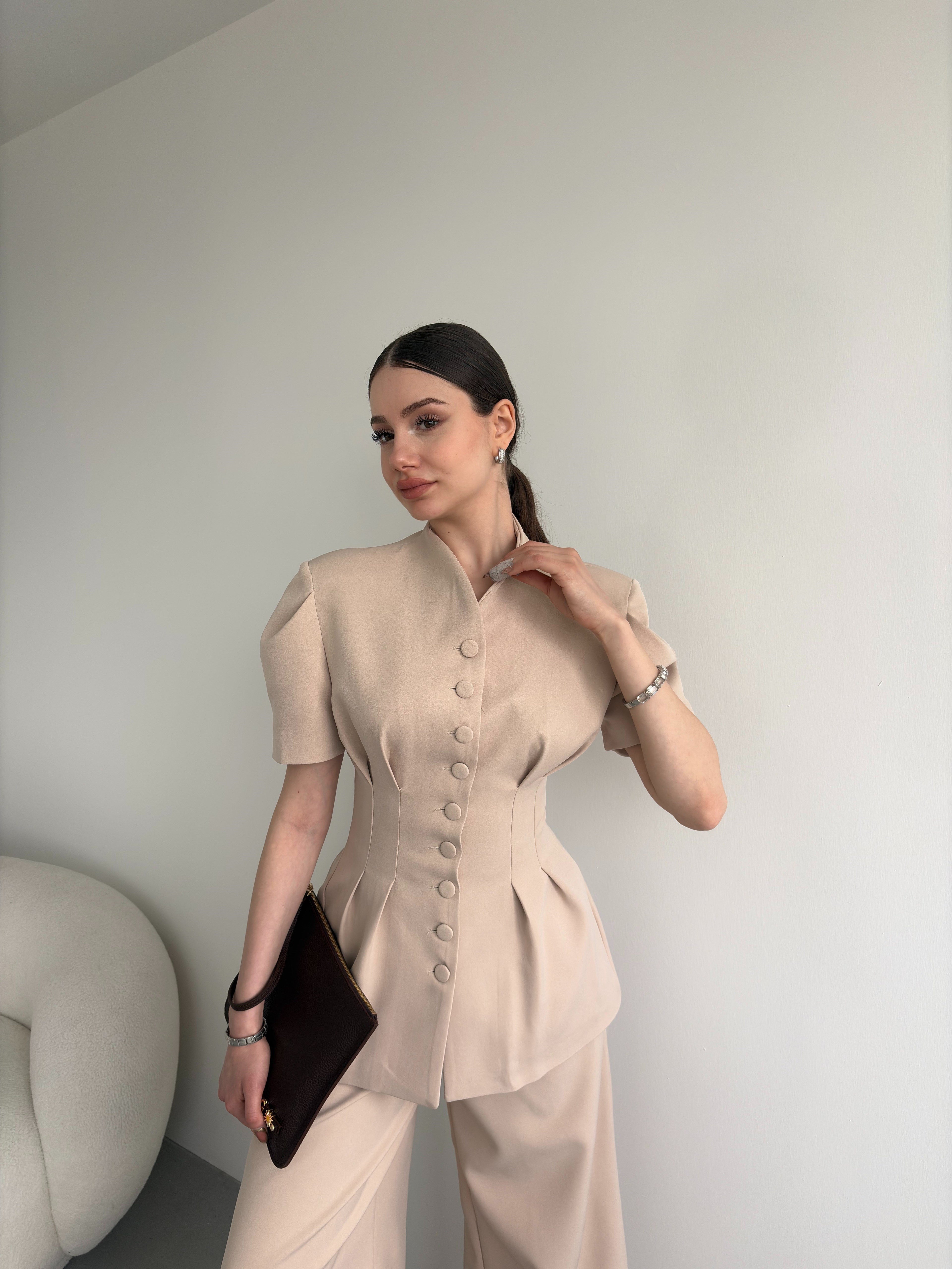 Düğmeli Büzgü Premium Takım