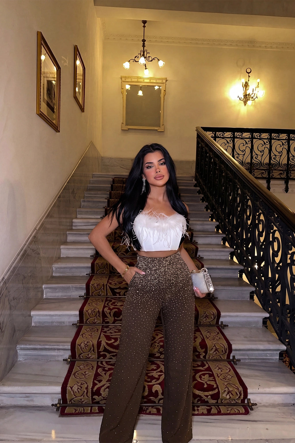 Kahverengi Shynix Taşlı Pantolon