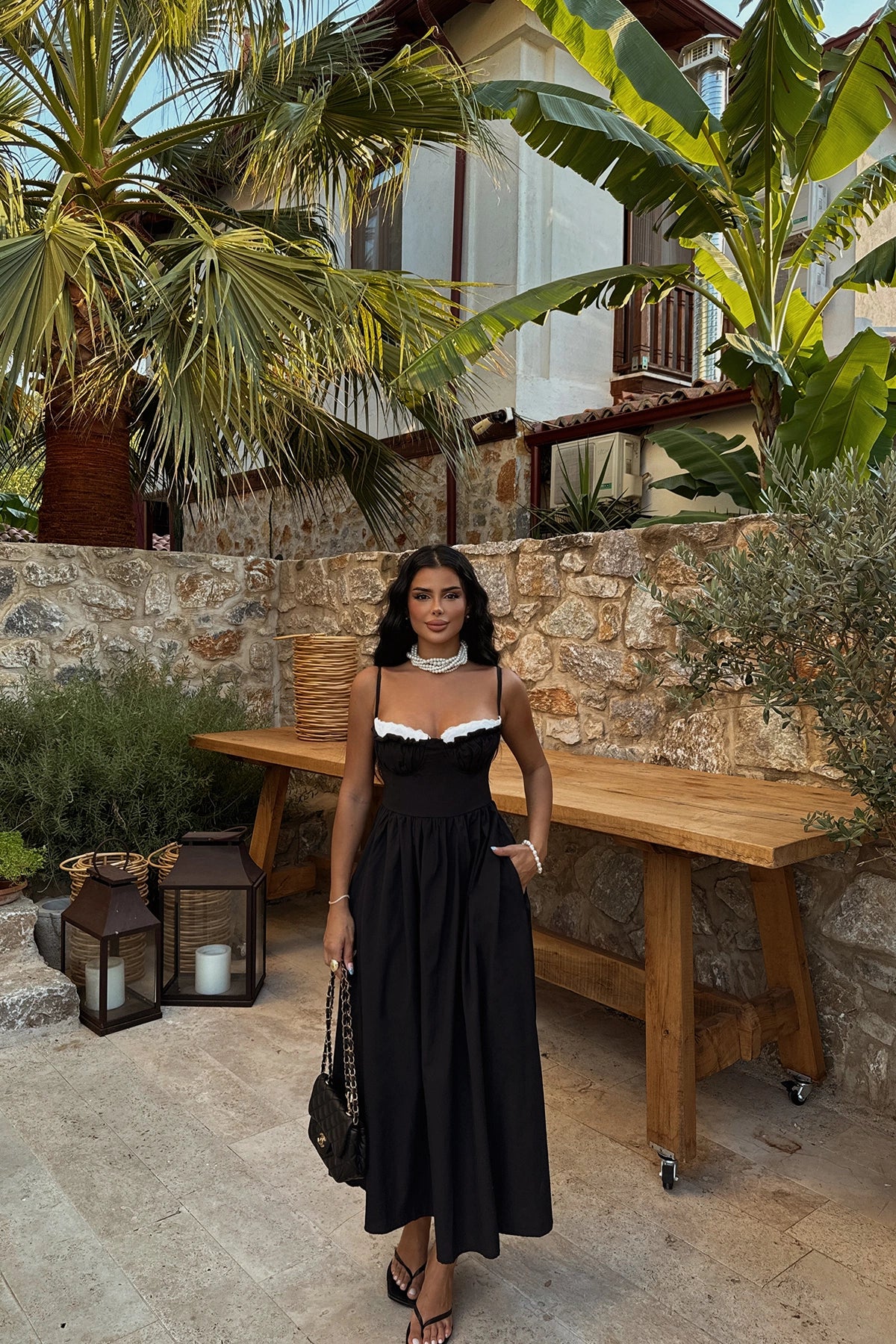 Siyah Madella Midi Elbise