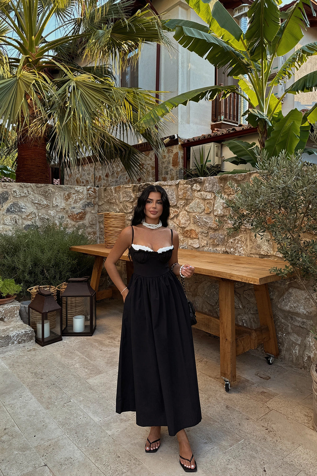 Siyah Madella Midi Elbise