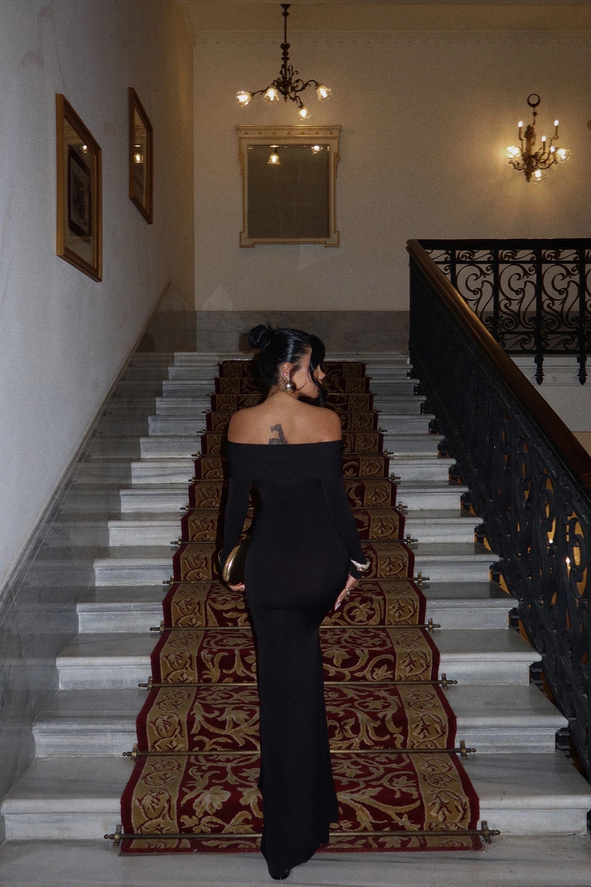 Siyah Fallon Uzun Elbise