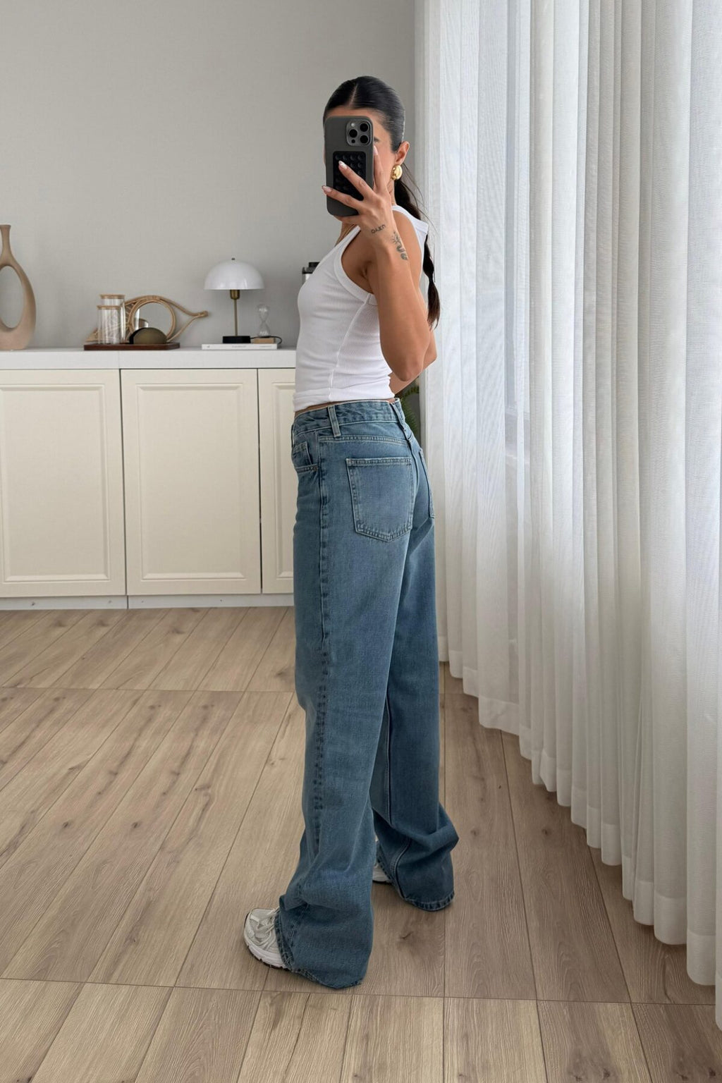 Jf Wide Leg Yıkamalı Mavi Jean
