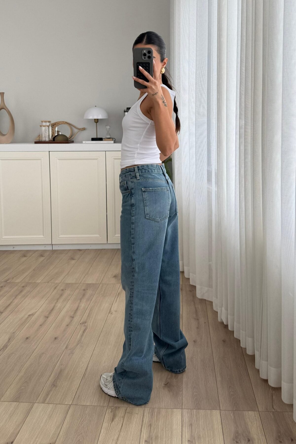 Jf Wide Leg Yıkamalı Mavi Jean