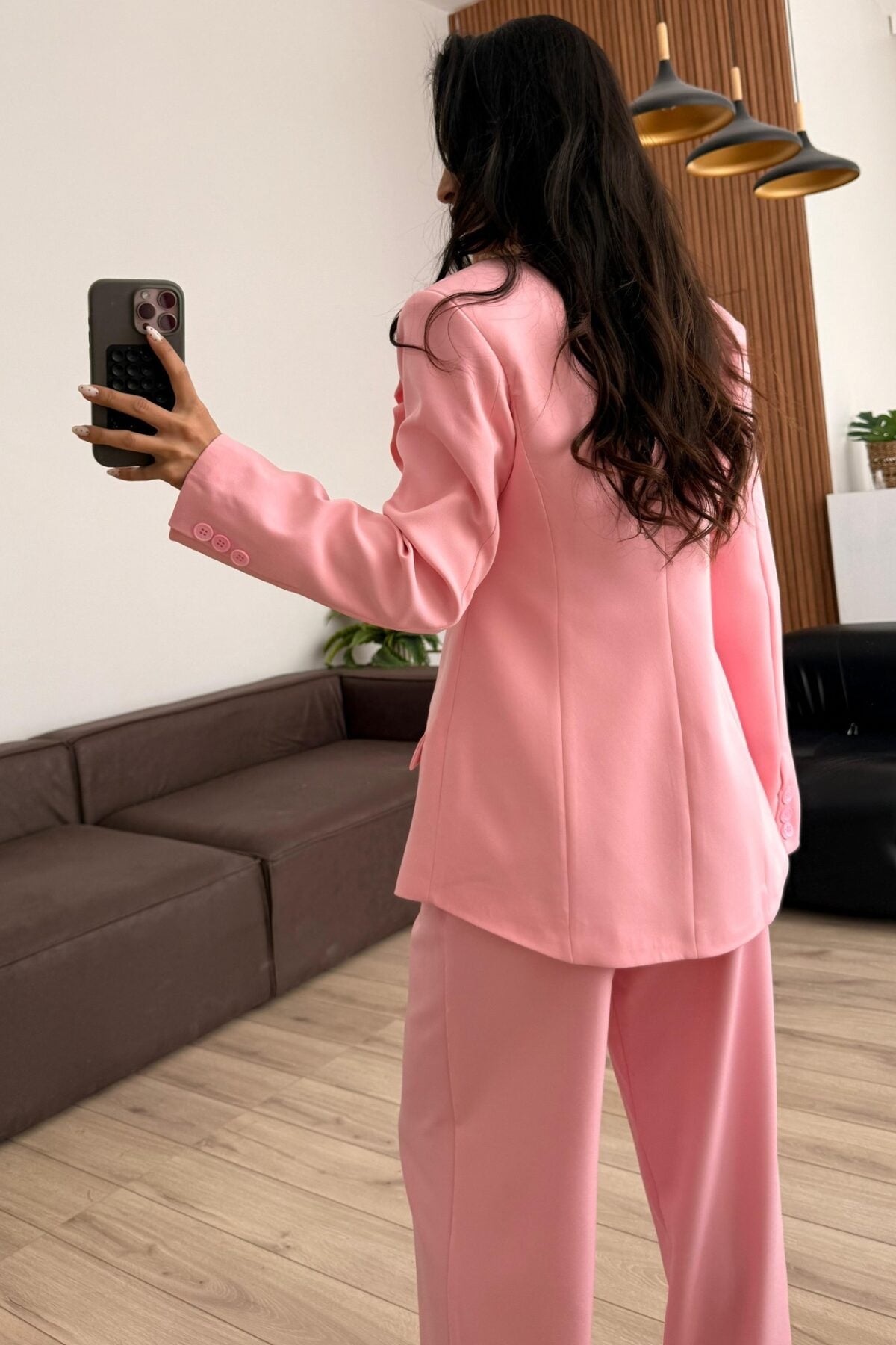Rosa Yakası Fırfırlı Ceket