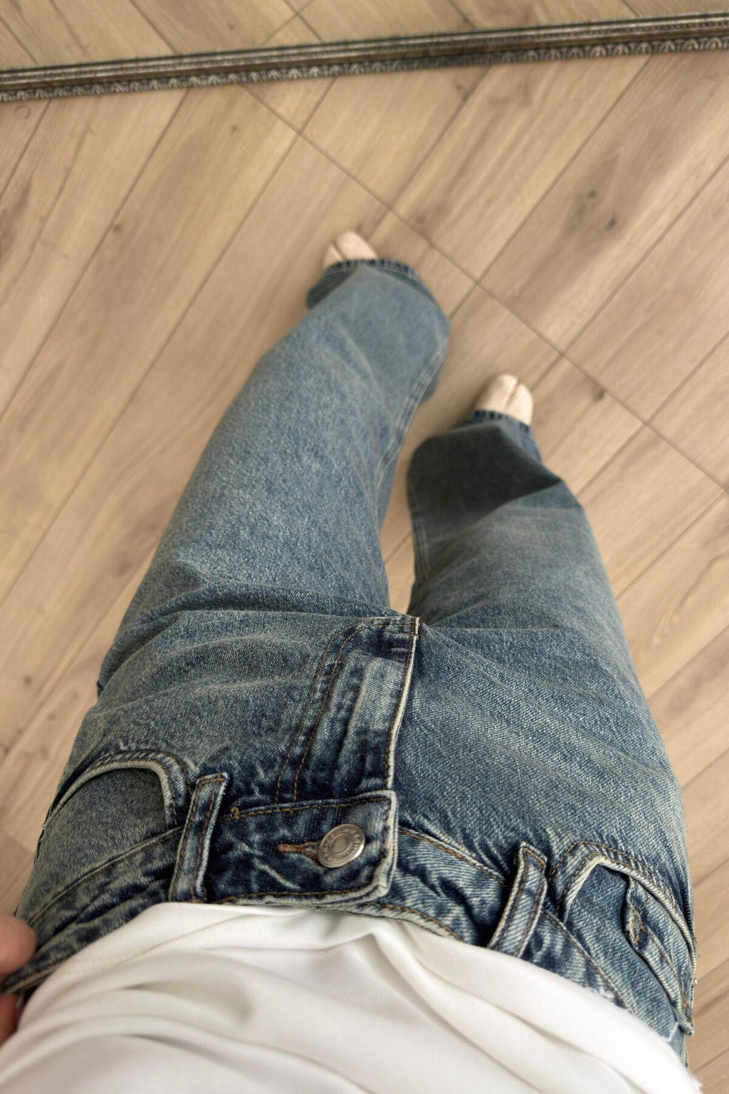 Bs Wide Leg Mavi Eskitme Jean