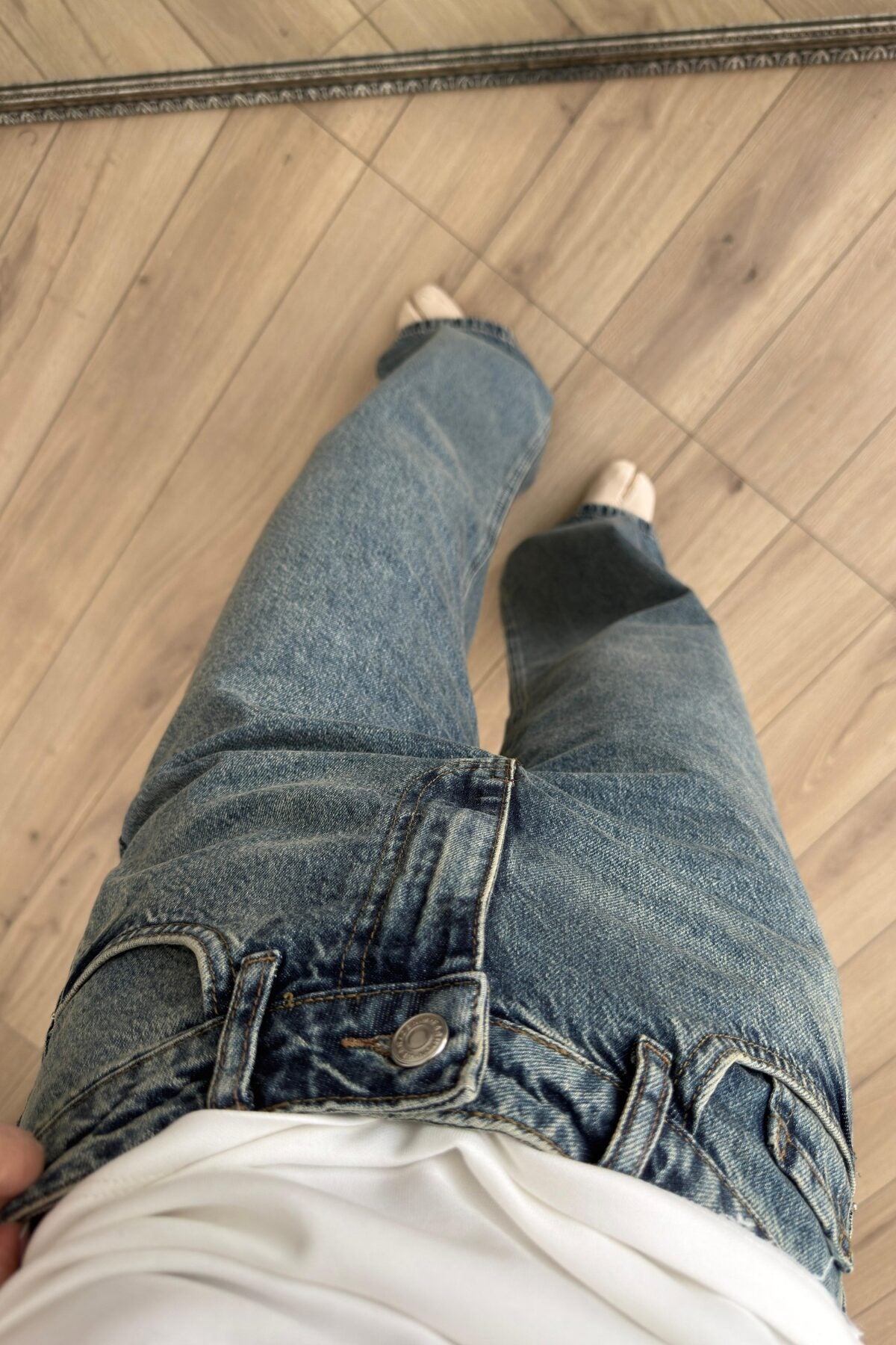 Bs Wide Leg Mavi Eskitme Jean