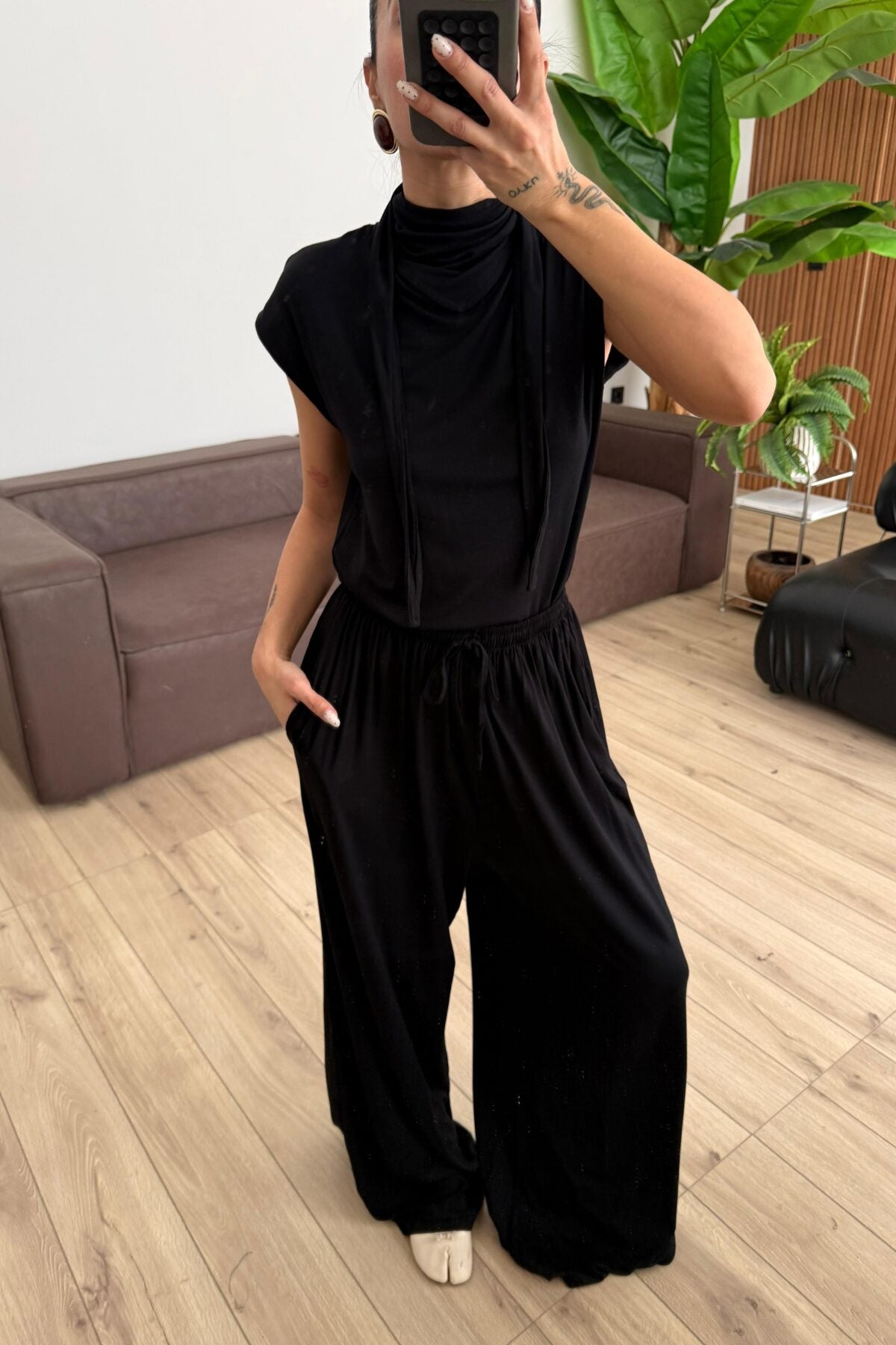 Merlin Bağlamalı Crop Pantolon Takım