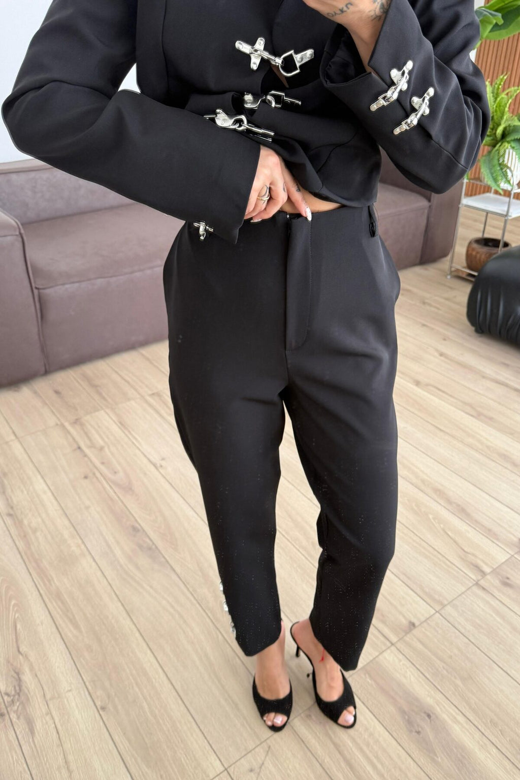 Şık Bağlantı Detaylı Ceket Pantolon Takım