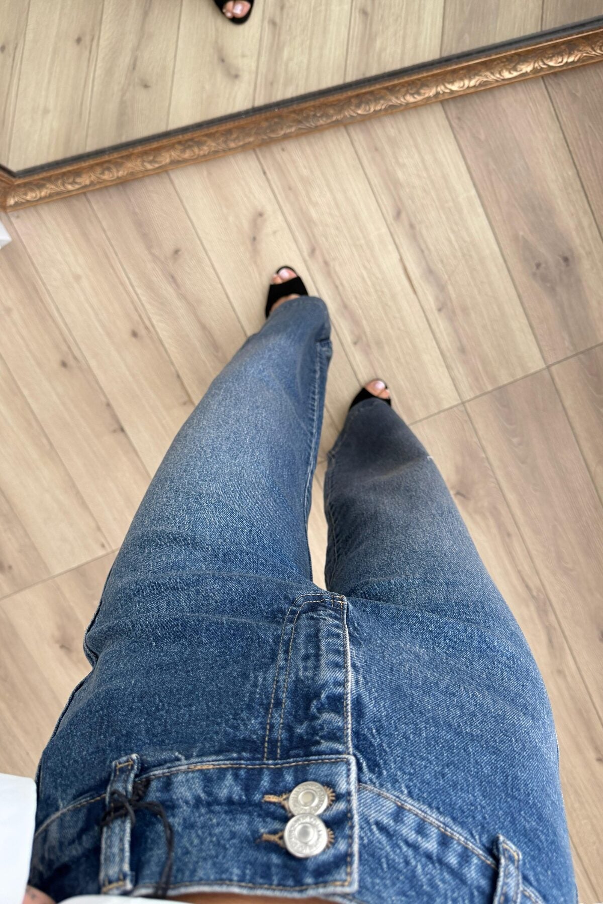 Duble Paça Wide Leg Dark Mavi Jean