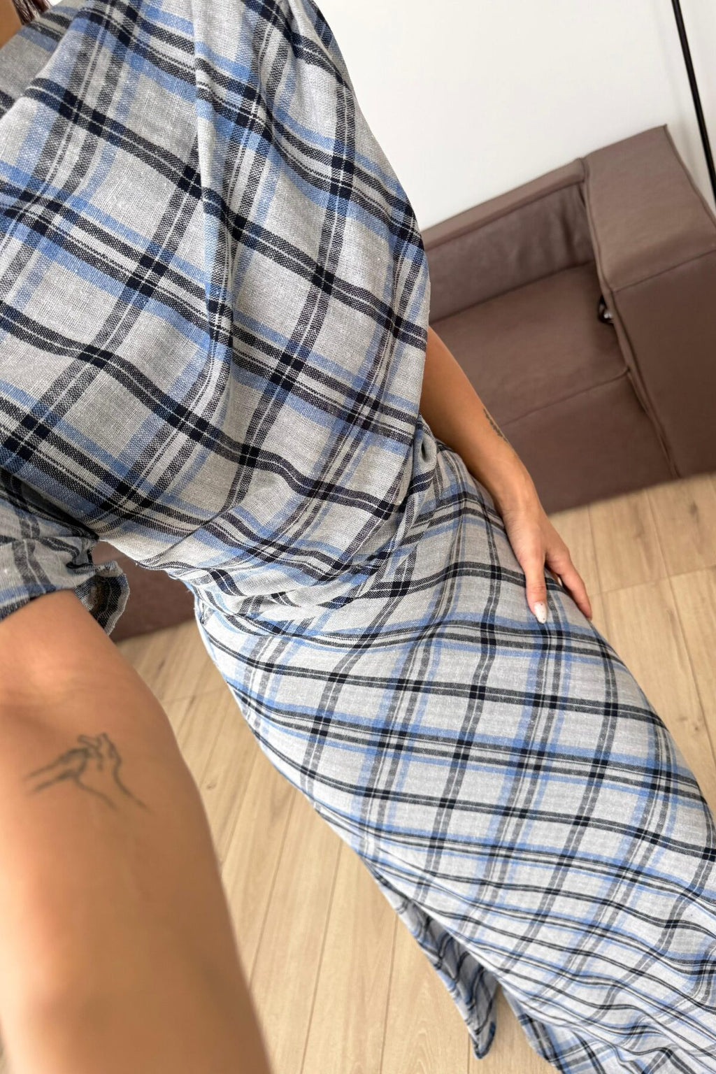 Petunya Ekoseli Crop Etek Takım